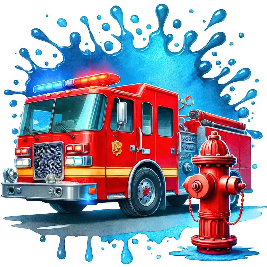 Bügelbild Feuerwehrwagen Wasser Splash - S