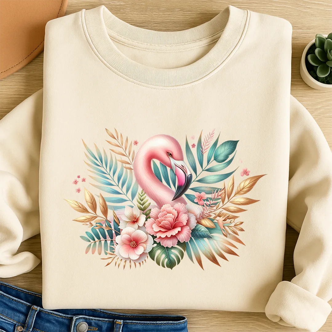 Bügelbild Flamingozauber in Pastell