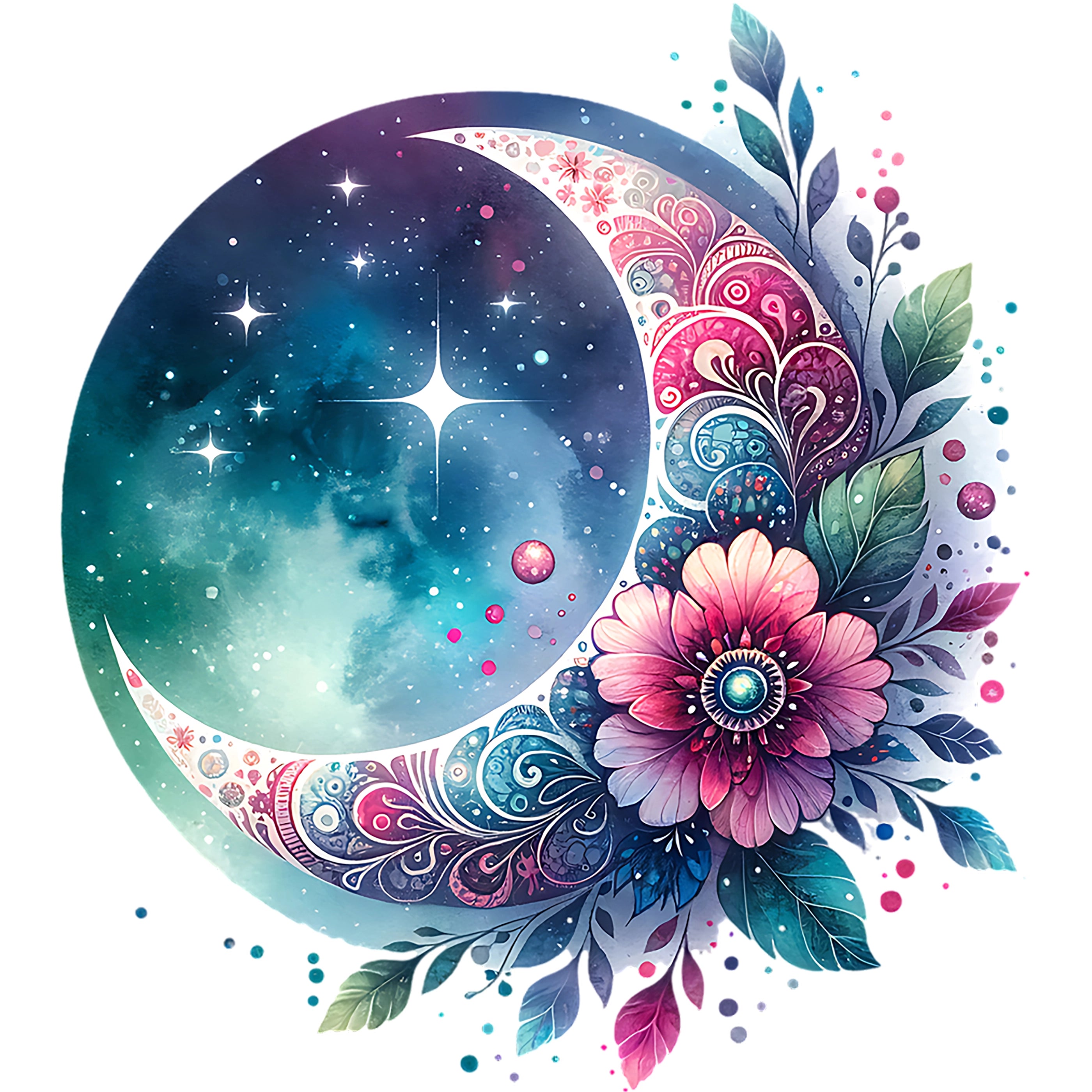 Bügelbild Floraler Traum Mond