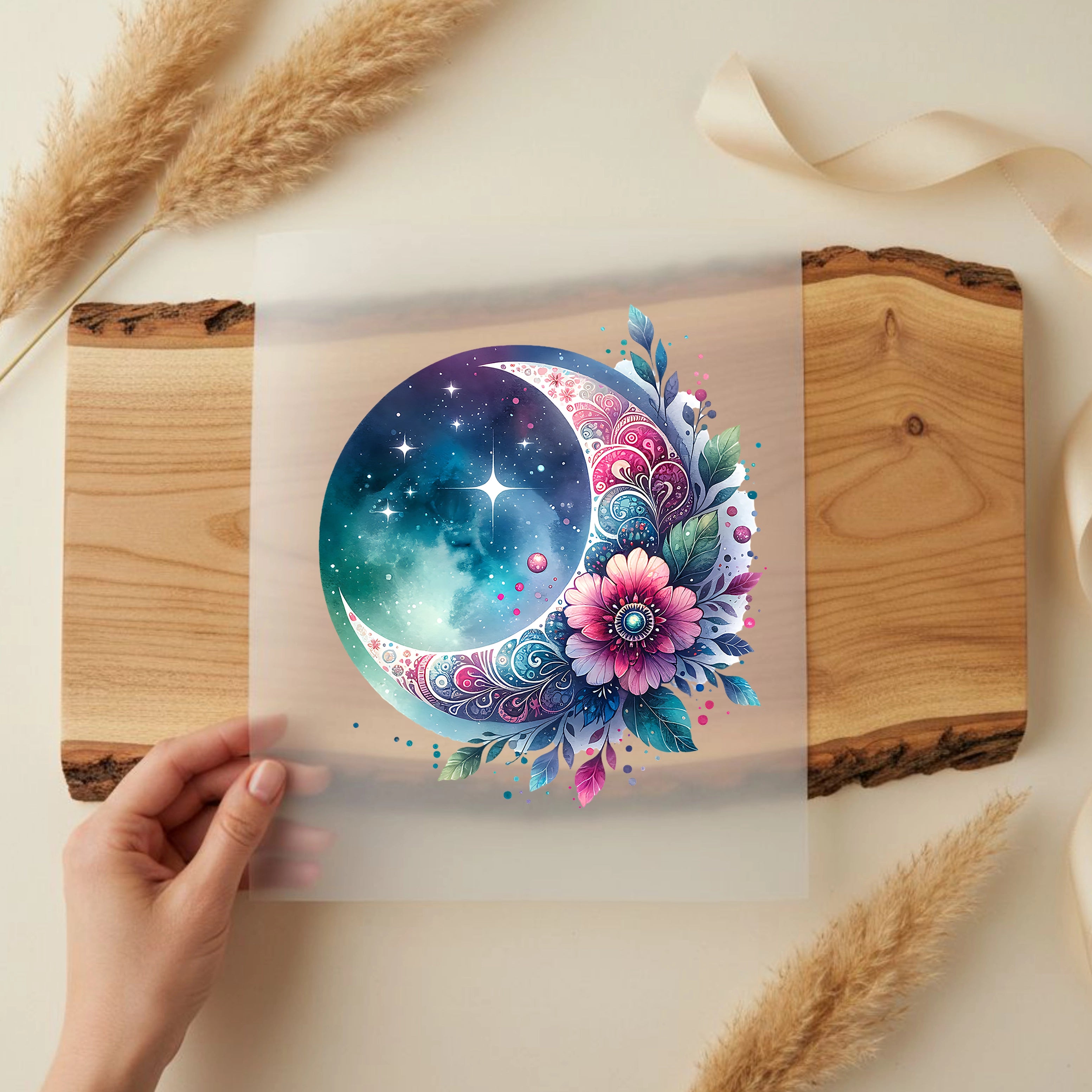 Bügelbild Floraler Traum Mond