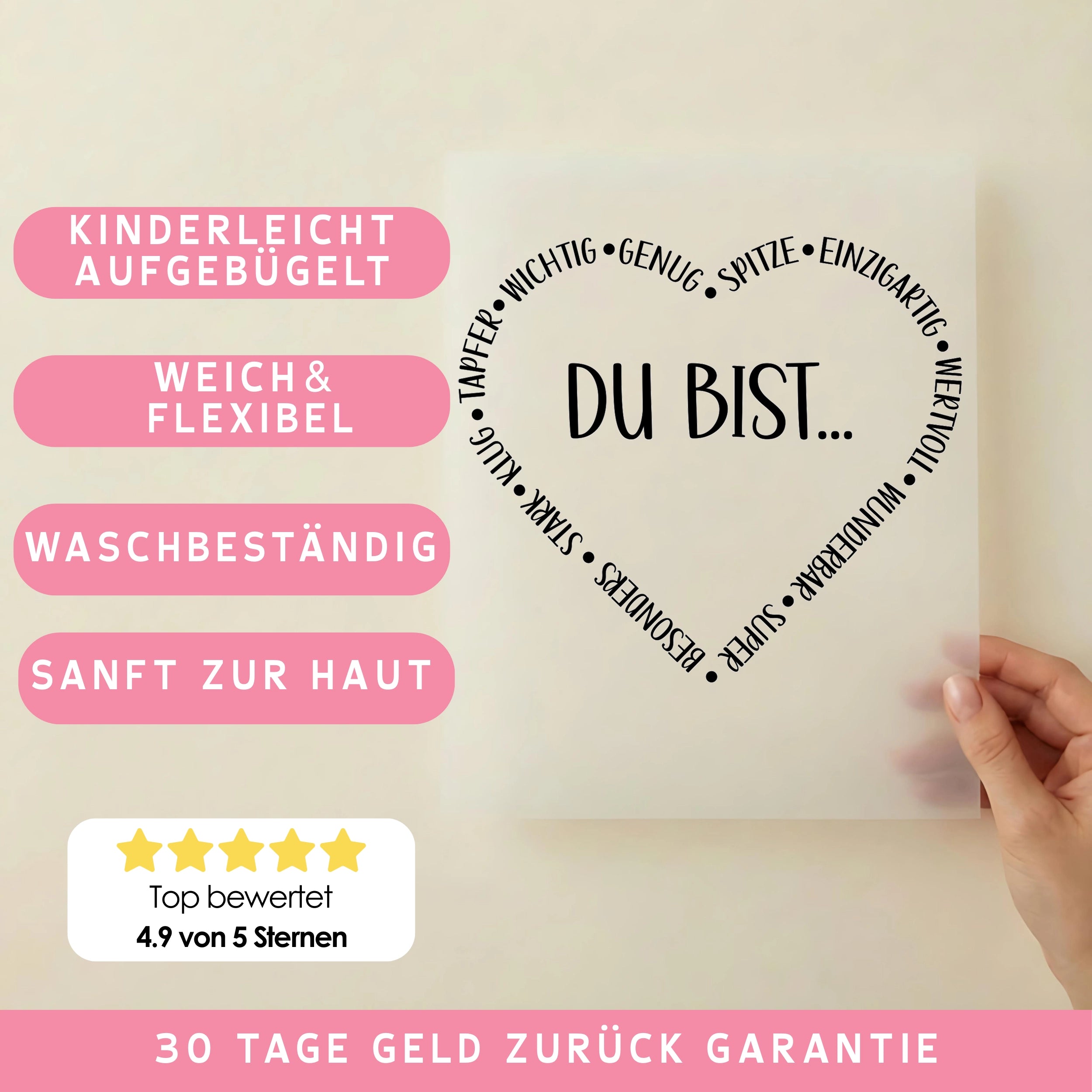 Bügelbild Herz Du Bist