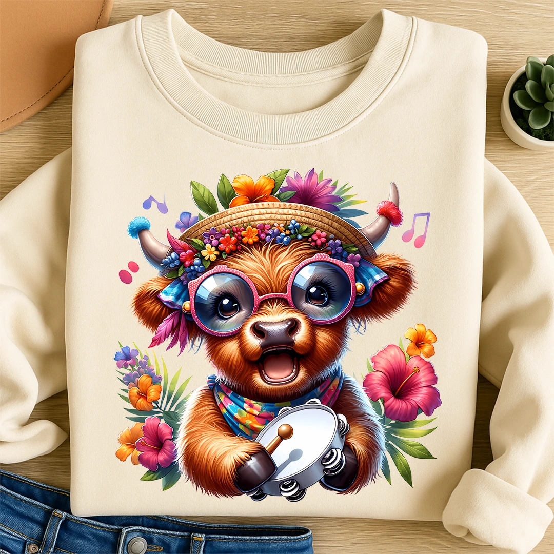 Bügelbild Fröhliche Musikkuh