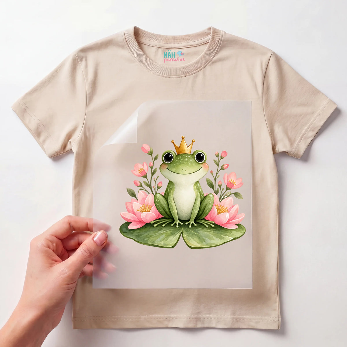 Bügelbild Froschkönig auf Seerosenblatt