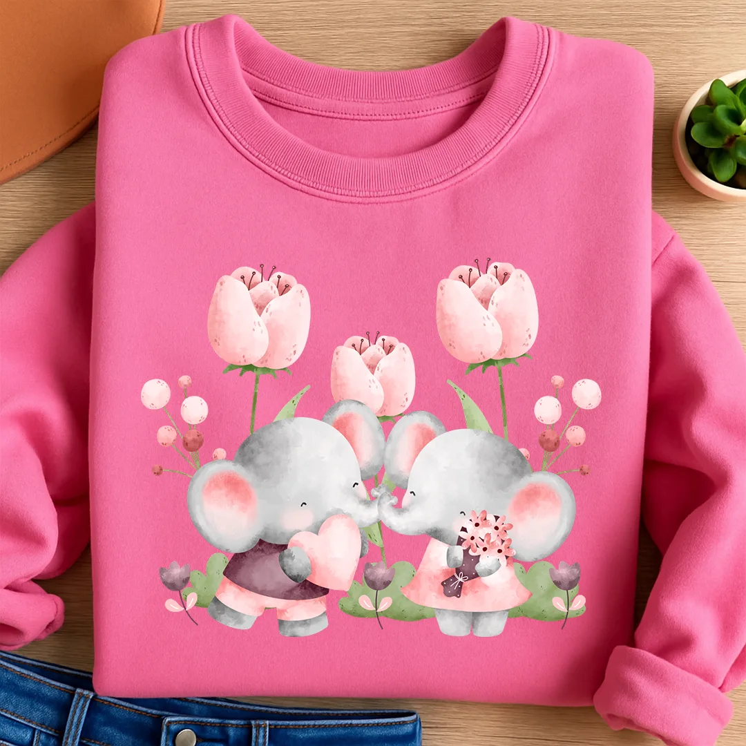 Bügelbild Frühlingsblüten Elefanten