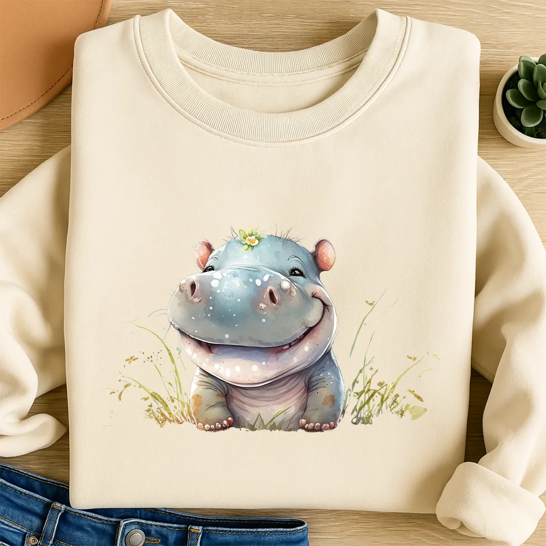 Bügelbild Funny Hippo