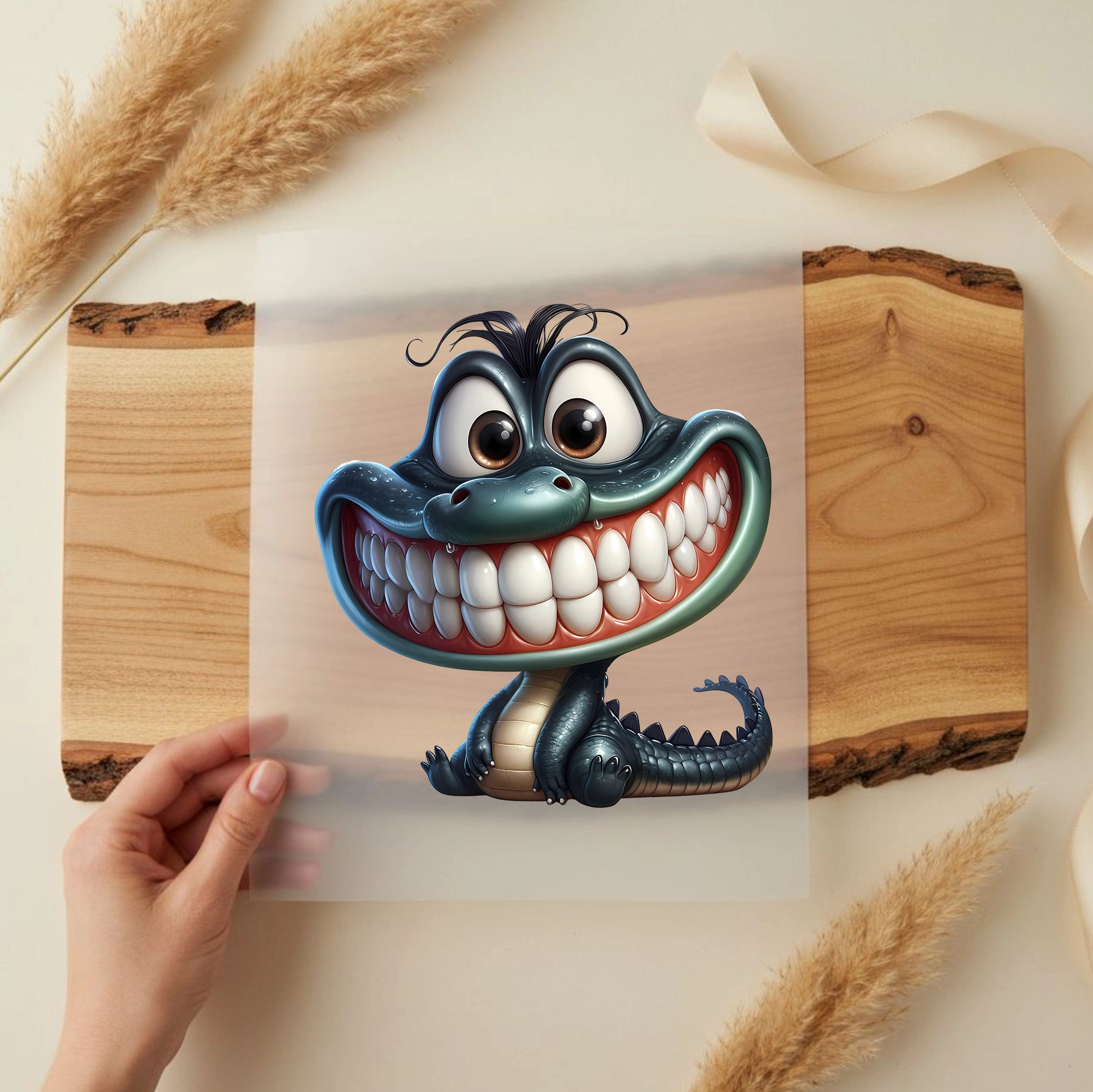 Bügelbild Funny Krokodil Smile