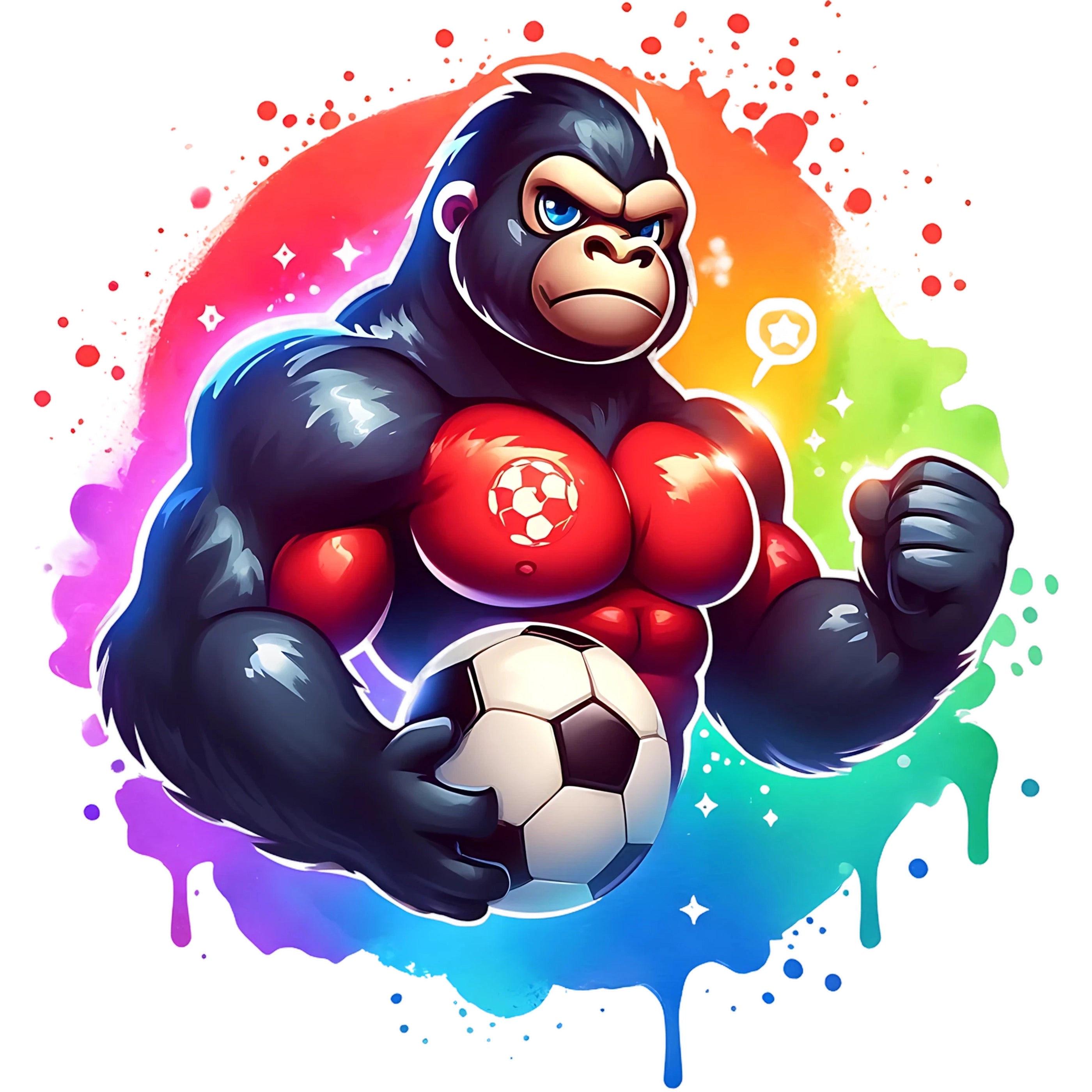 Bügelbild Fußball Gorilla Powerball