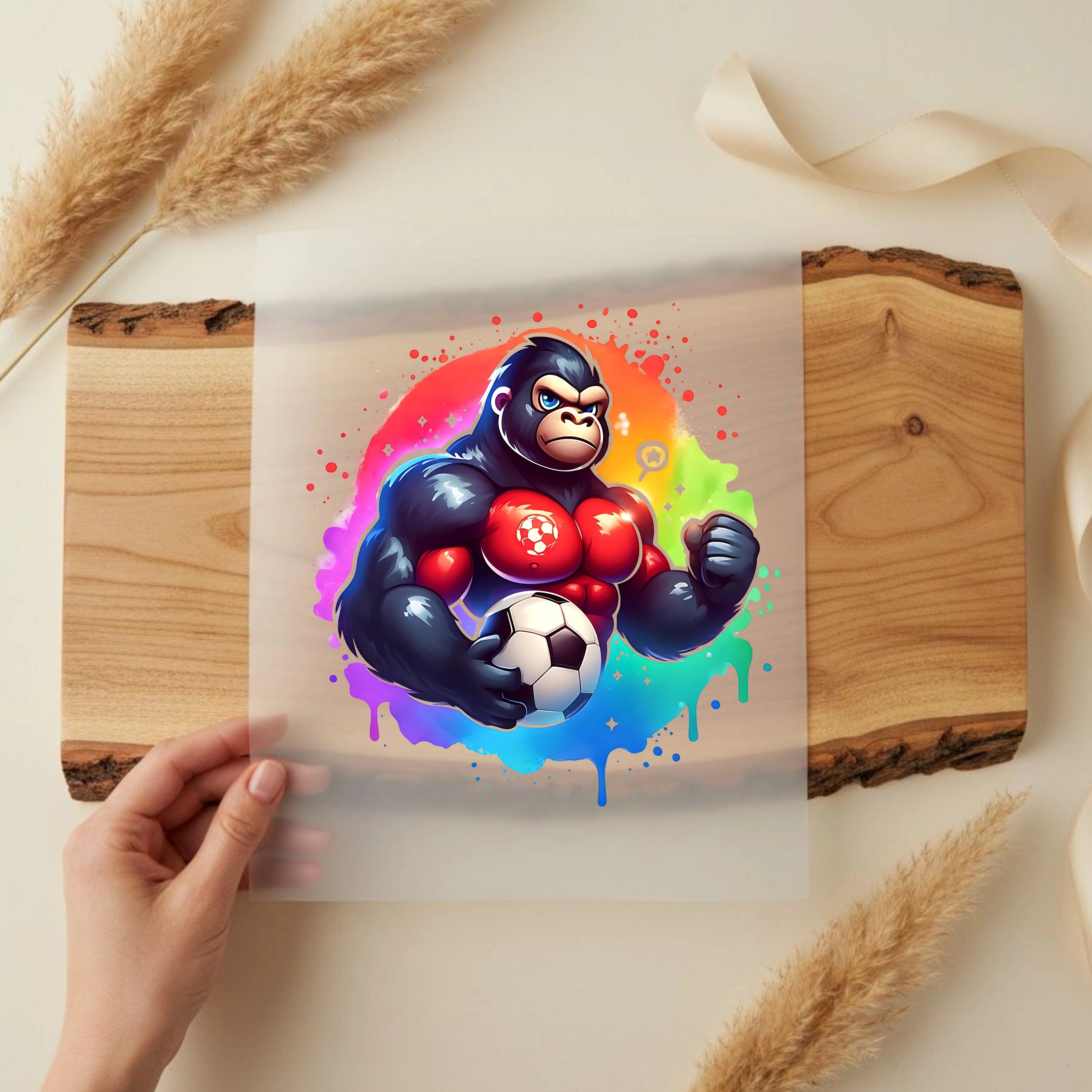 Bügelbild Fußball Gorilla Powerball