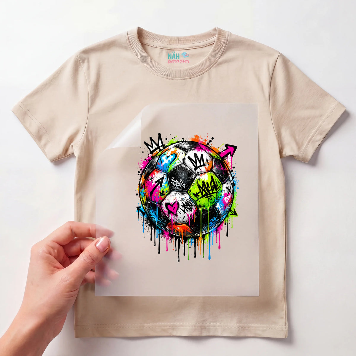 Bügelbild Fußball Graffiti Bunt