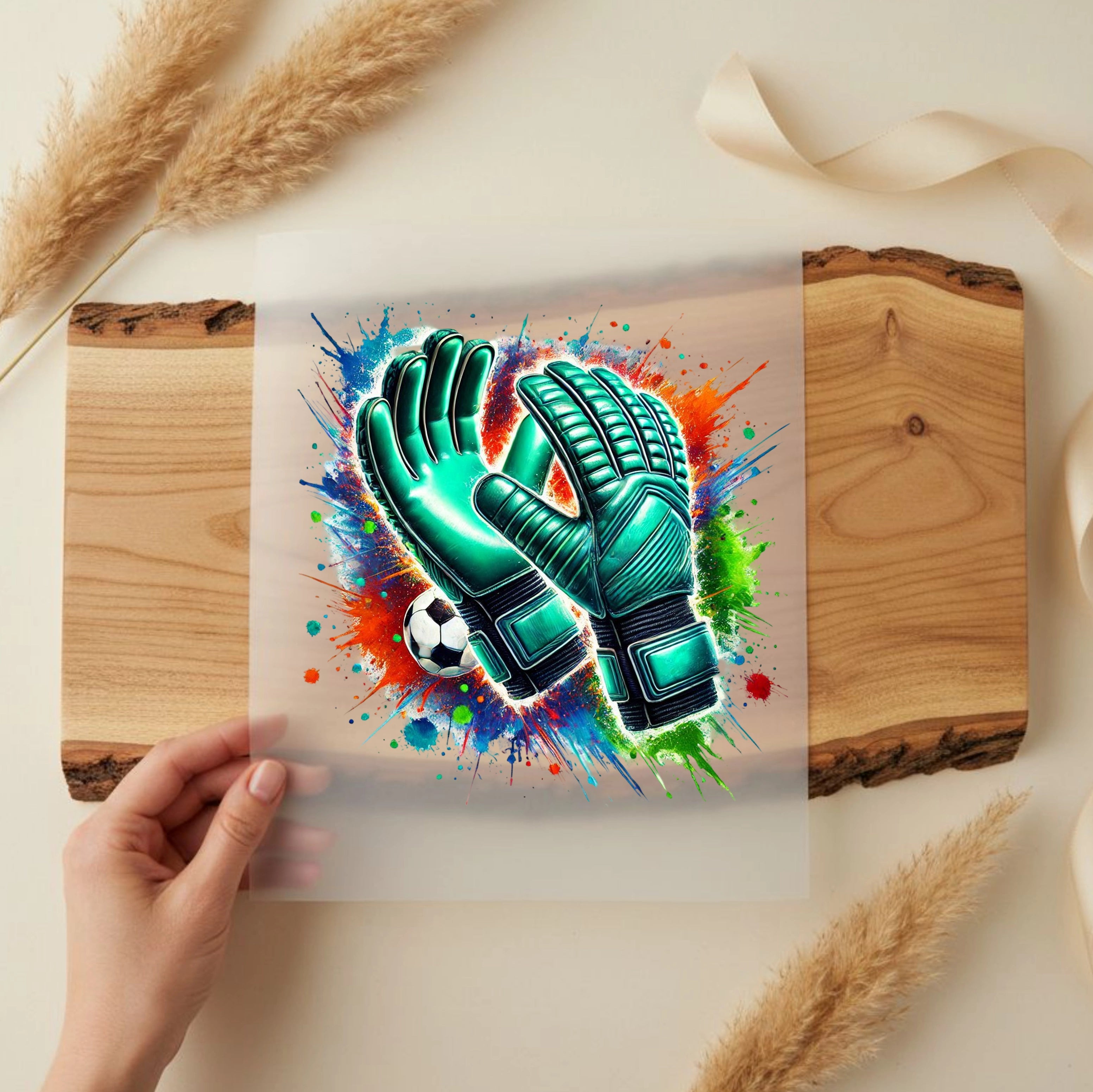 Bügelbild Fußball Handschuh Explosion