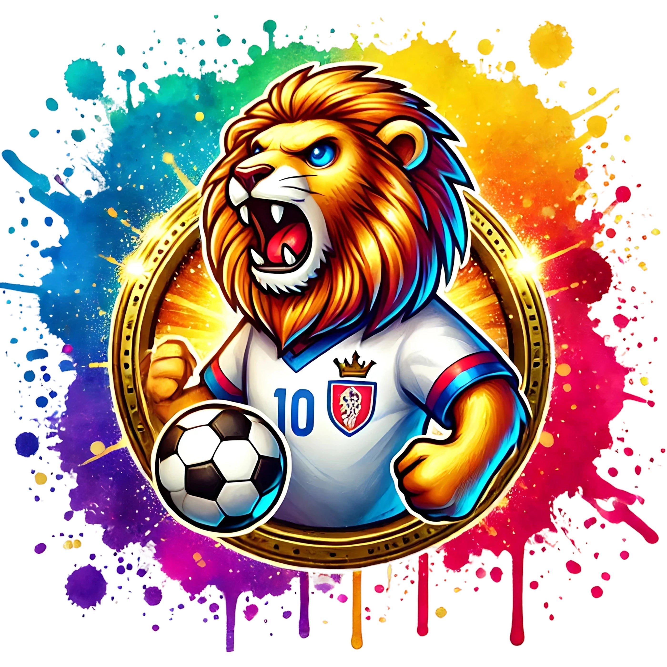 Bügelbild Fußball Löwe Torjäger