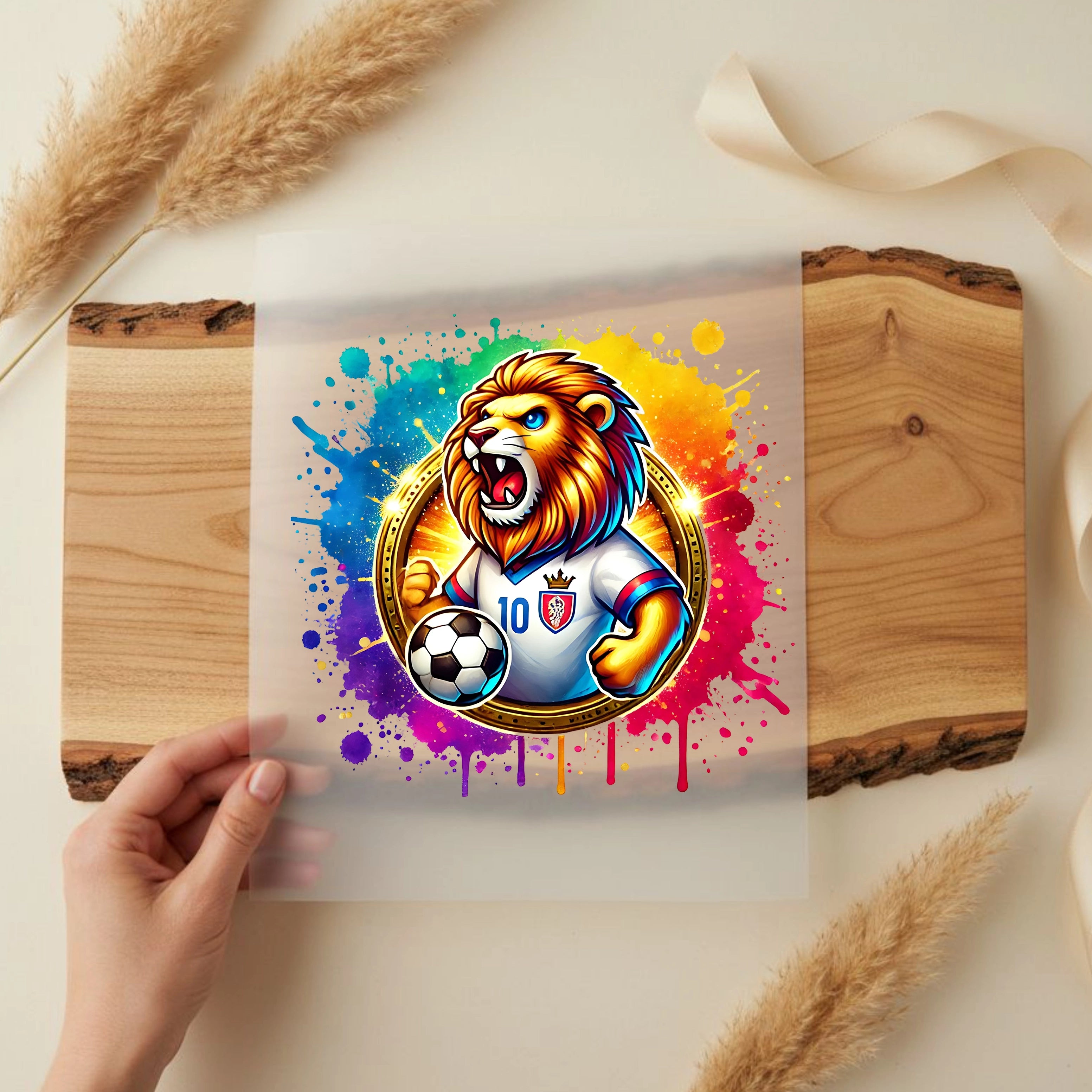 Bügelbild Fußball Löwe Torjäger