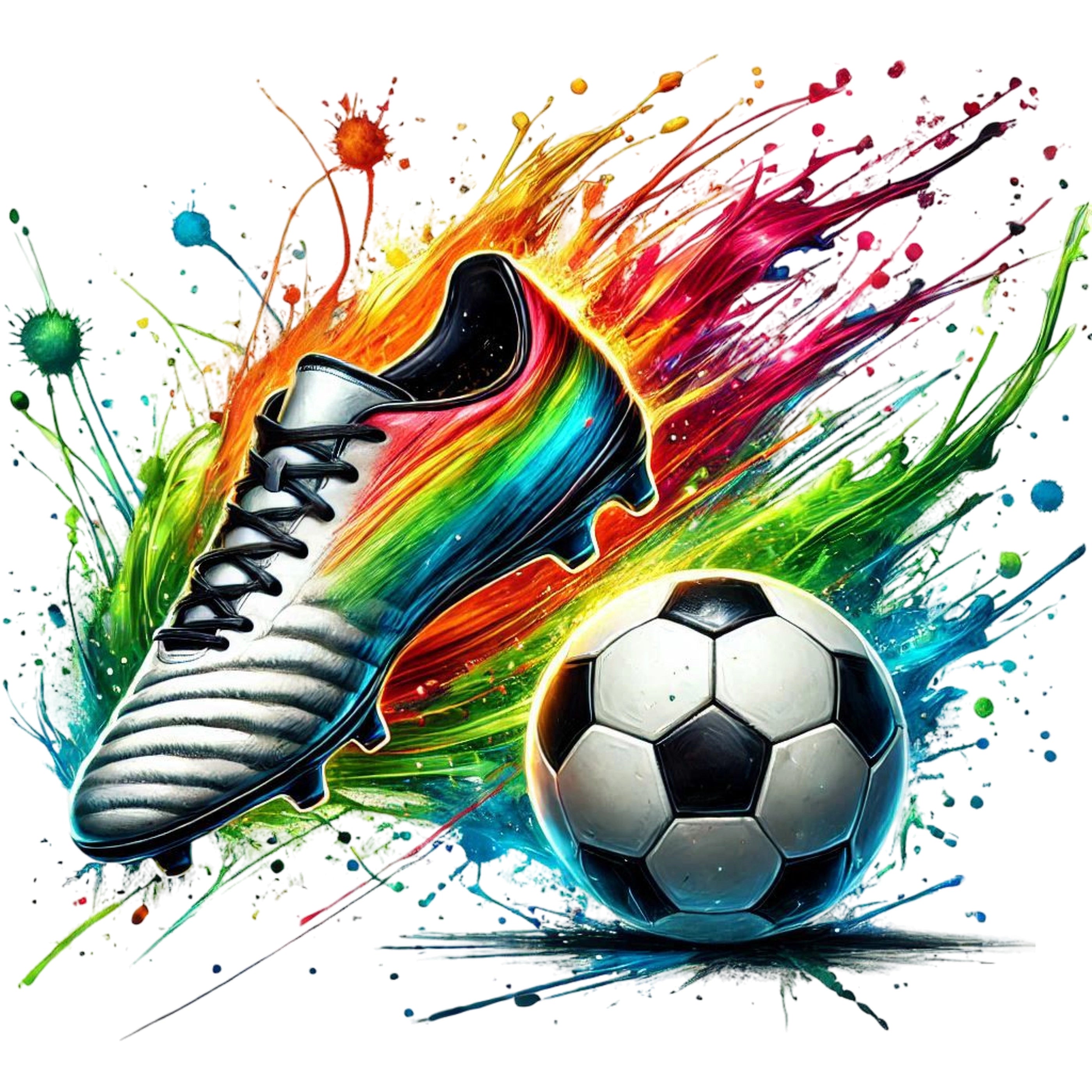 Bügelbild Fußball Schuh Splash