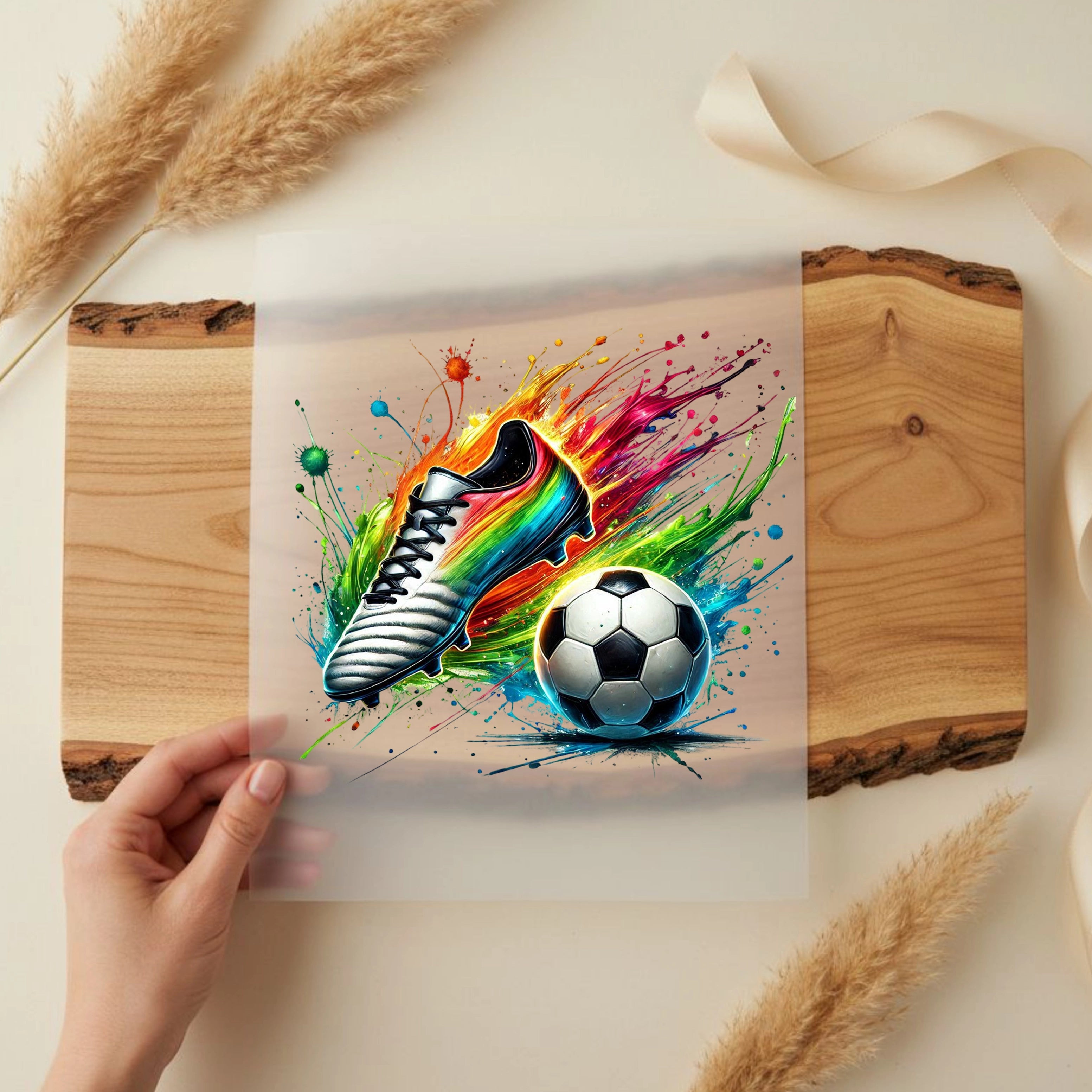 Bügelbild Fußball Schuh Splash