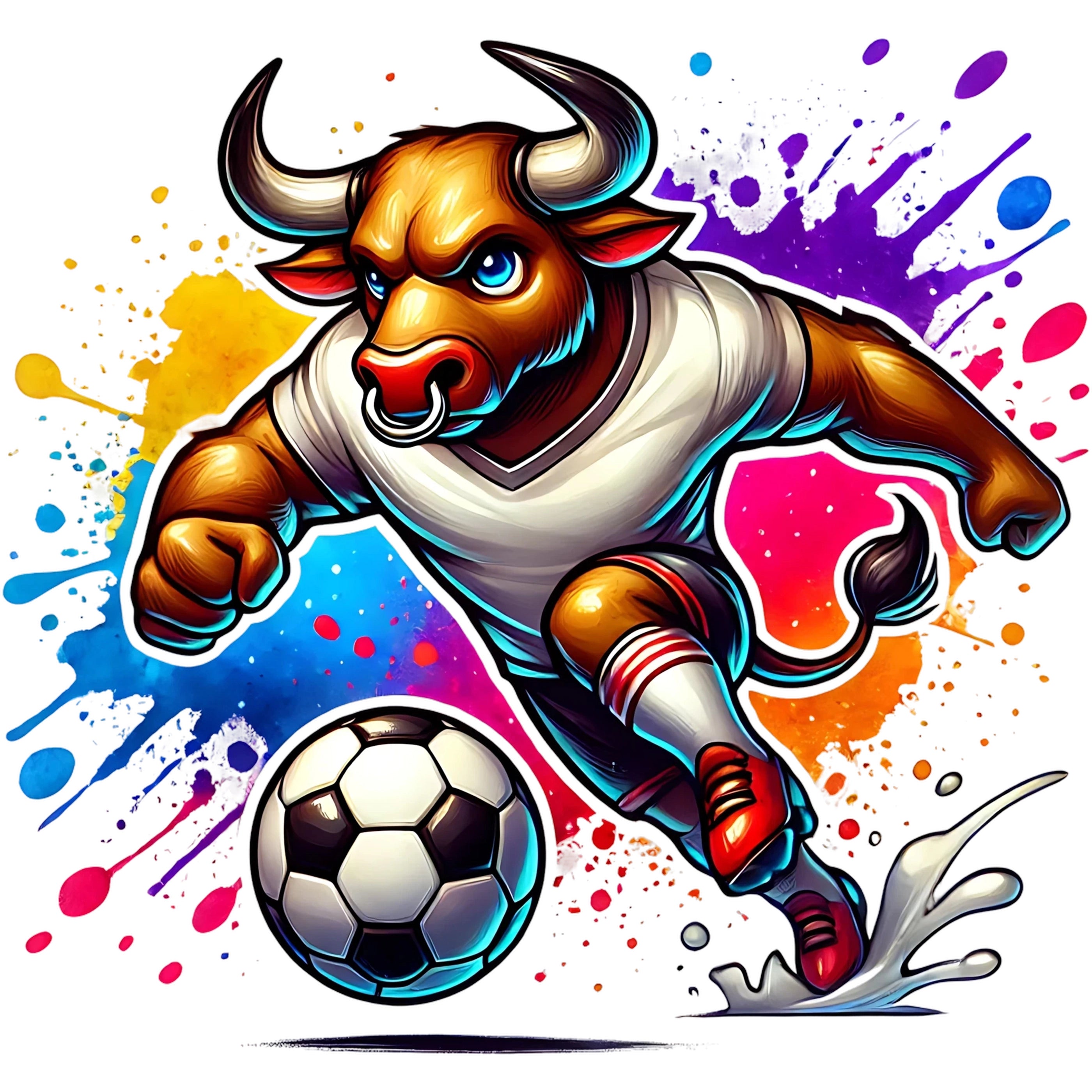 Bügelbild Fußball Stier Powerkick