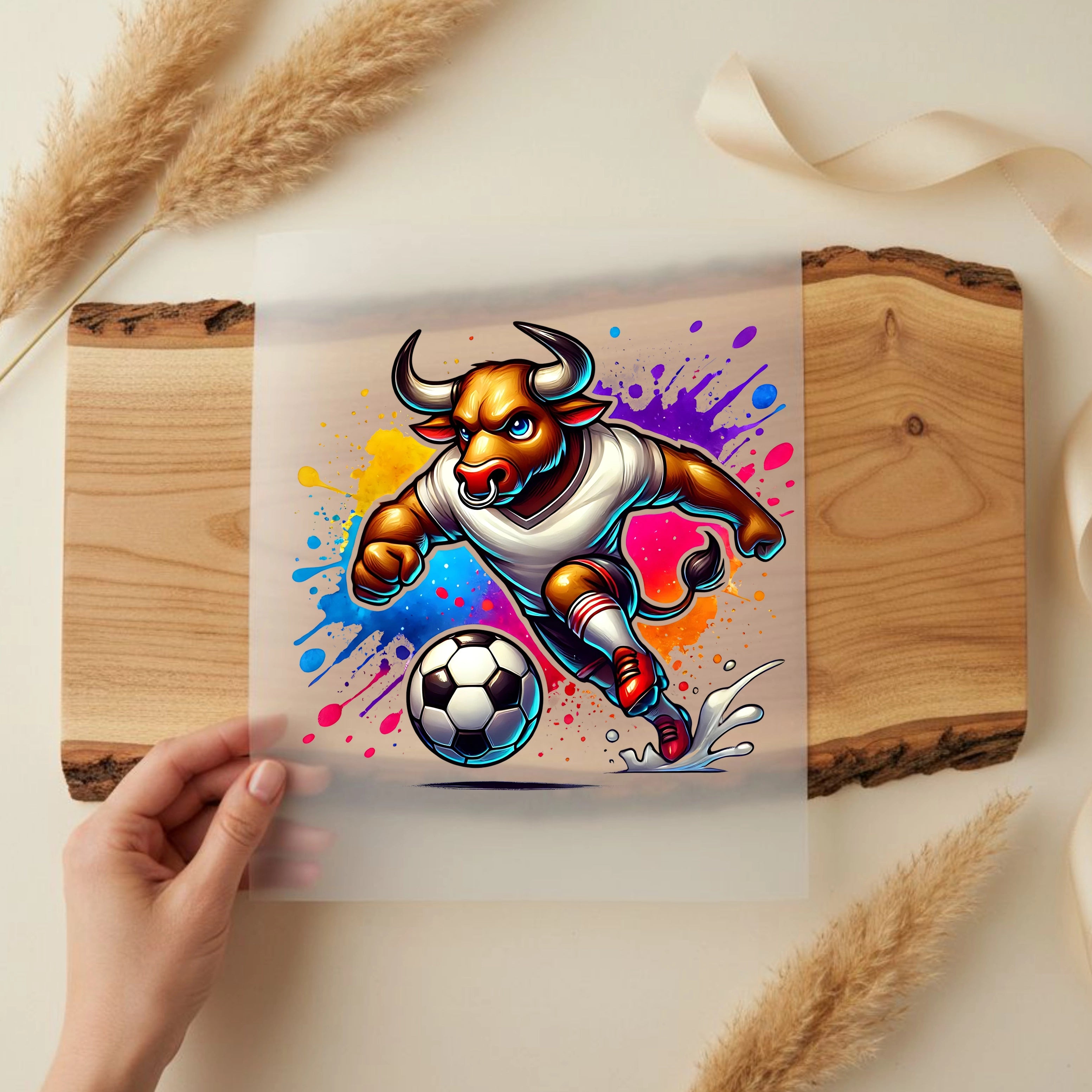 Bügelbild Fußball Stier Powerkick