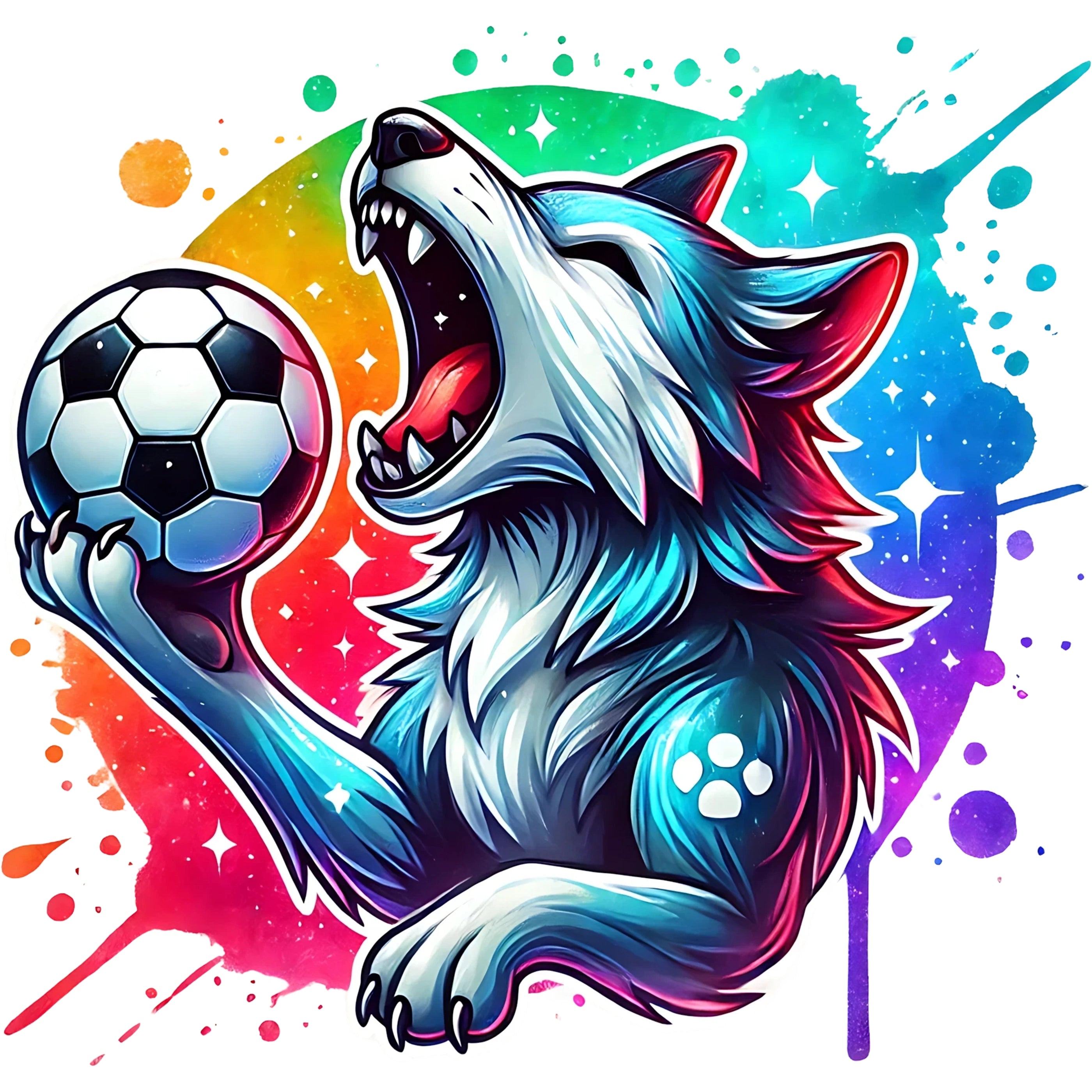 Bügelbild Fußball Wolf Wildkick