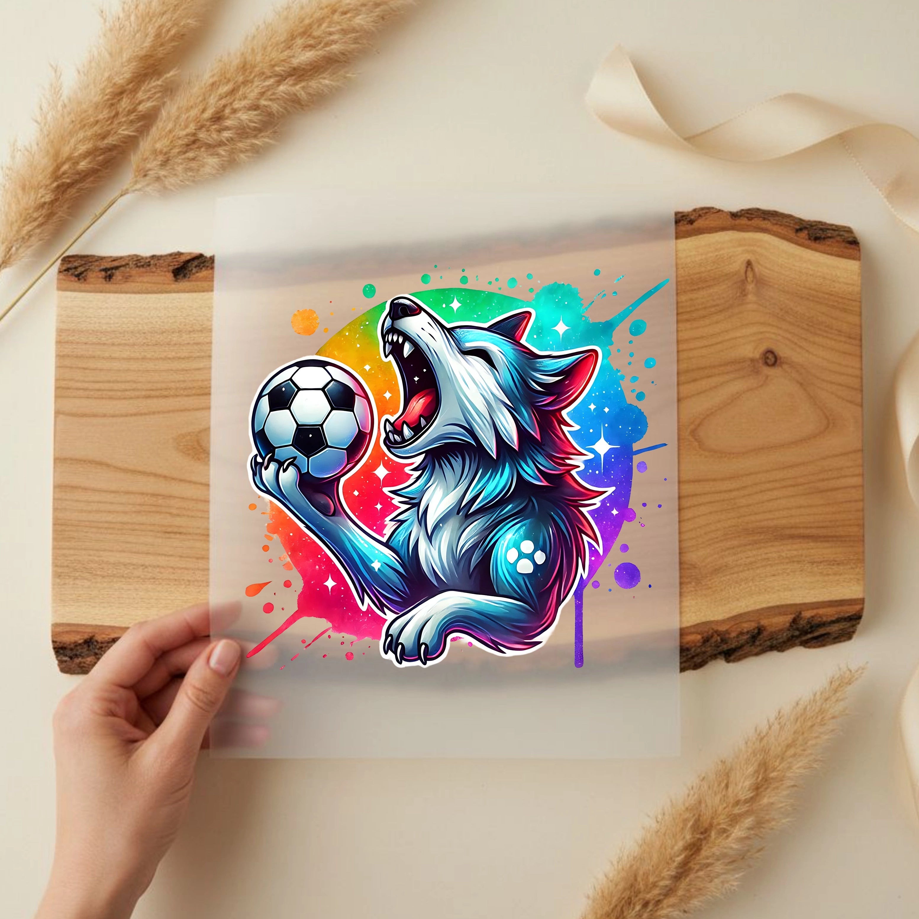 Bügelbild Fußball Wolf Wildkick