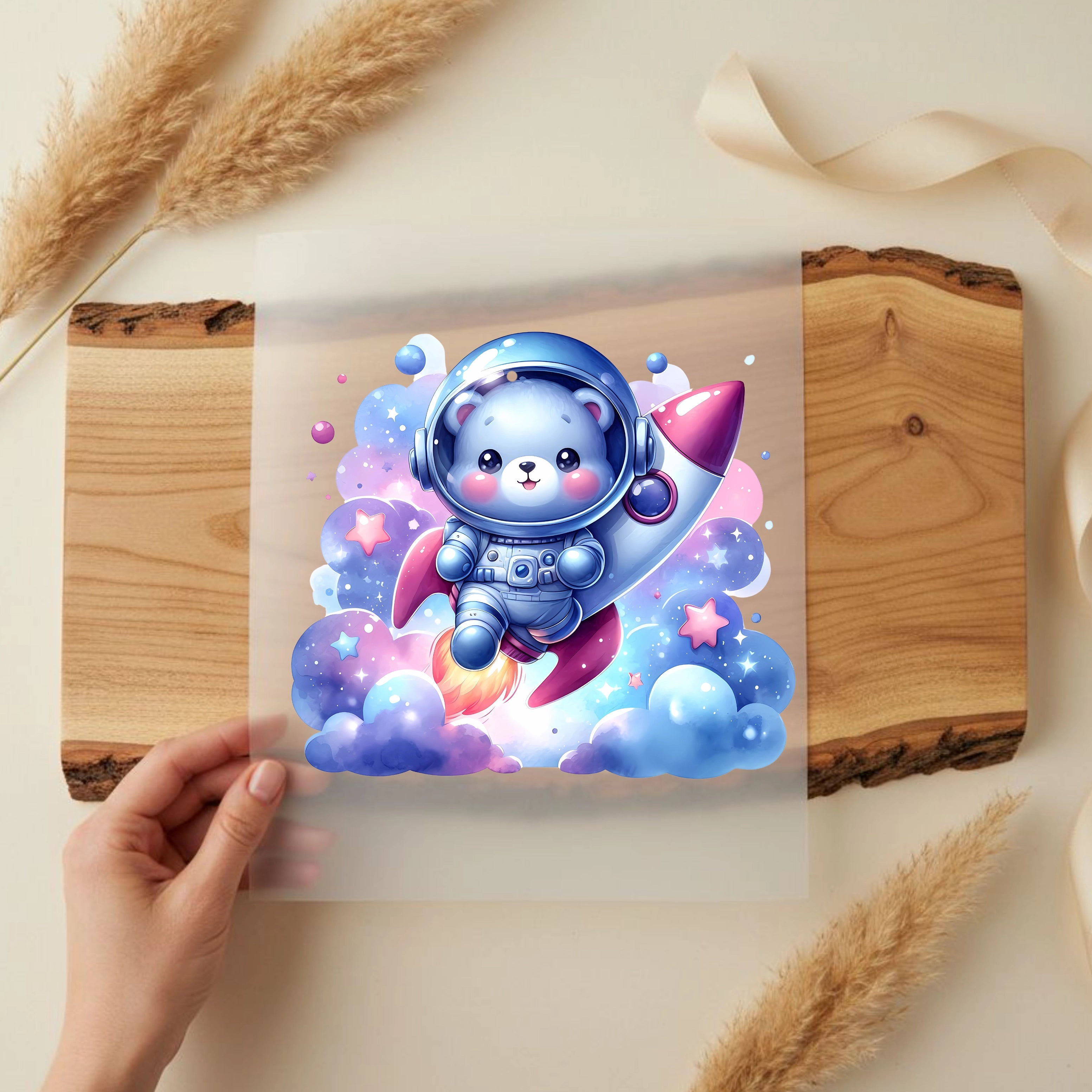 Bügelbild Galaxie Abenteuer Bär