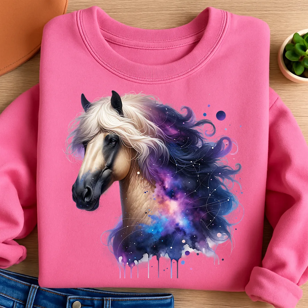 Bügelbild Galaxie Pferd Lila