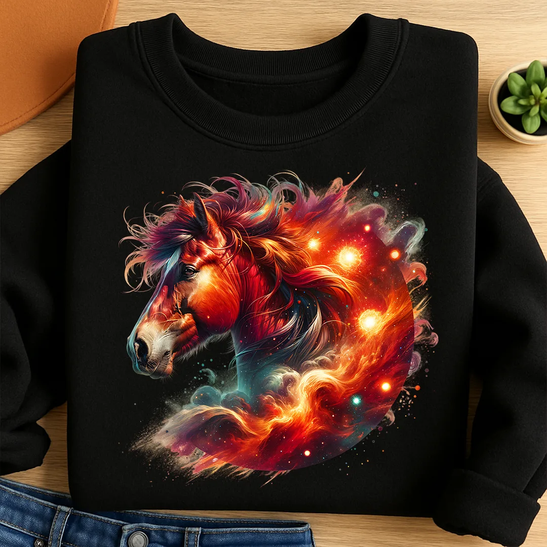 Bügelbild Galaxie Pferd Red Storm