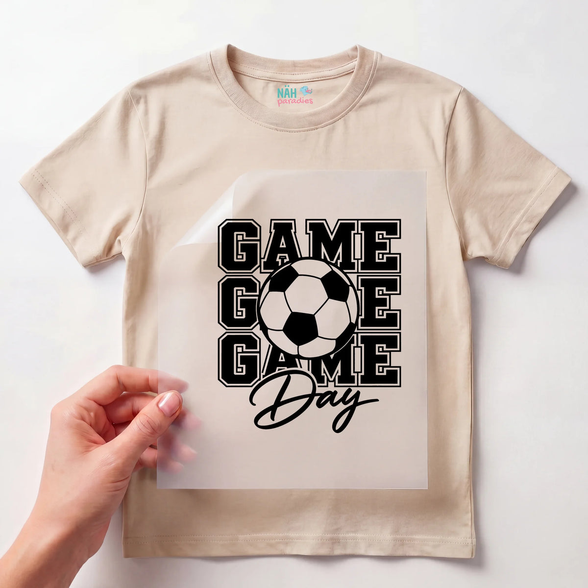 Bügelbild Game Day Fußball Kariert