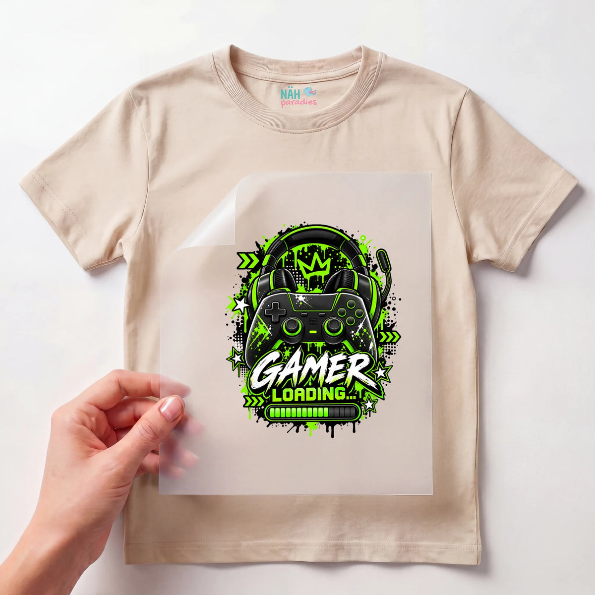 Bügelbild Gamer Controller Gamer Loading Grün