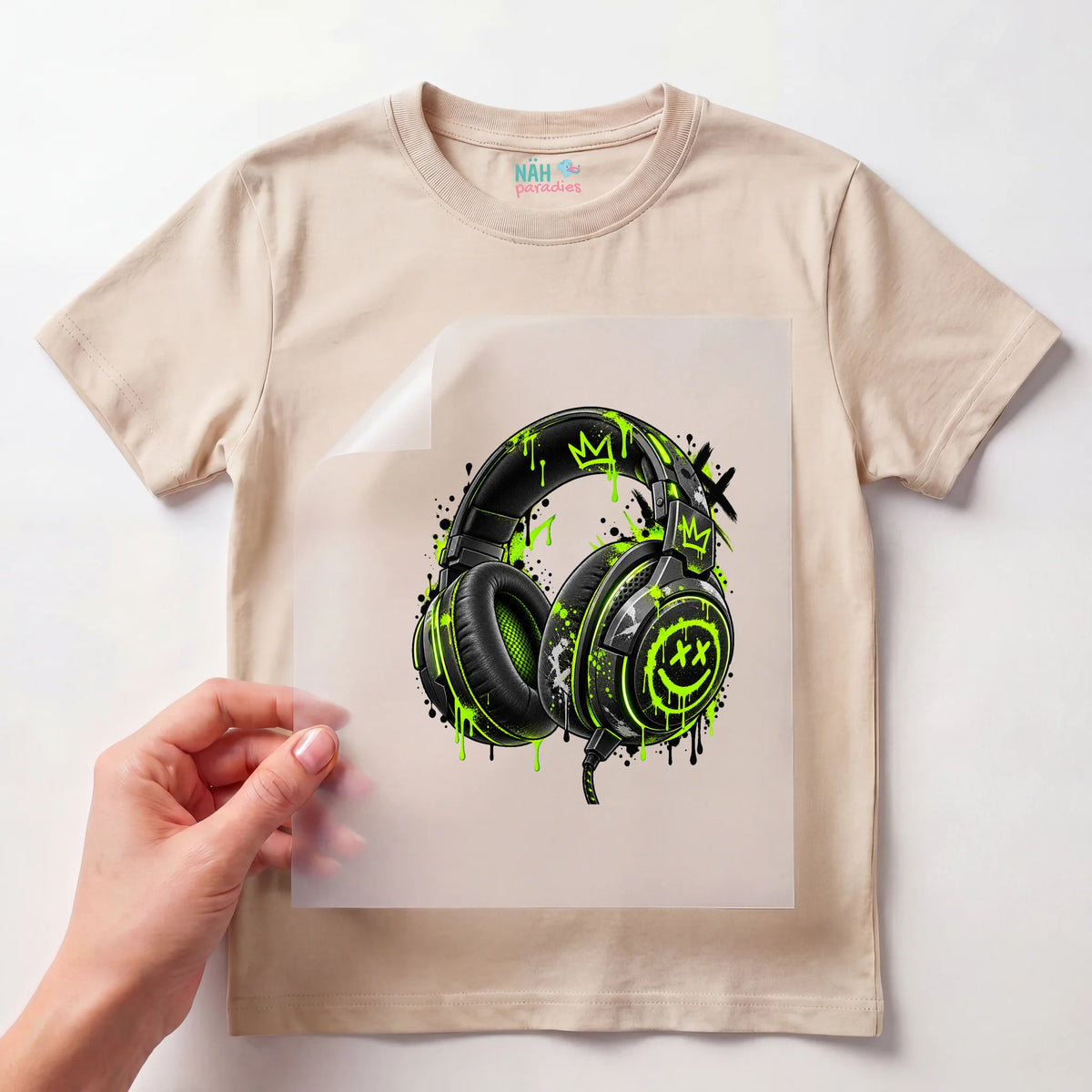 Bügelbild Gamer Headset Graffiti Grün