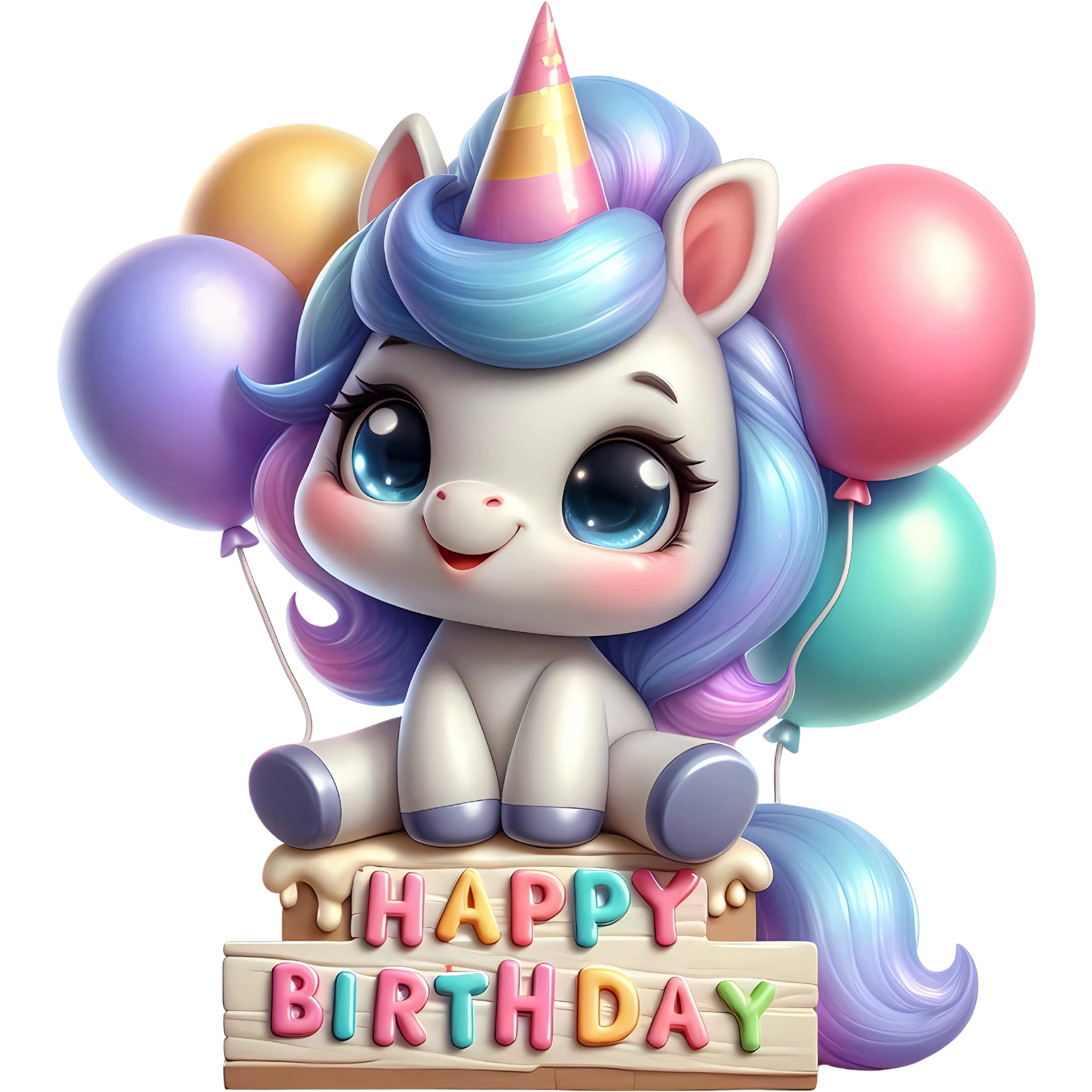 Bügelbild Geburtstags Regenbogen Einhorn Pastel