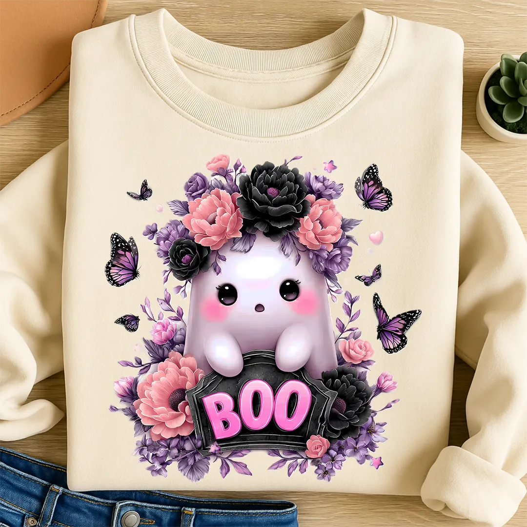 Bügelbild Geisterchen Rosablüte Boo