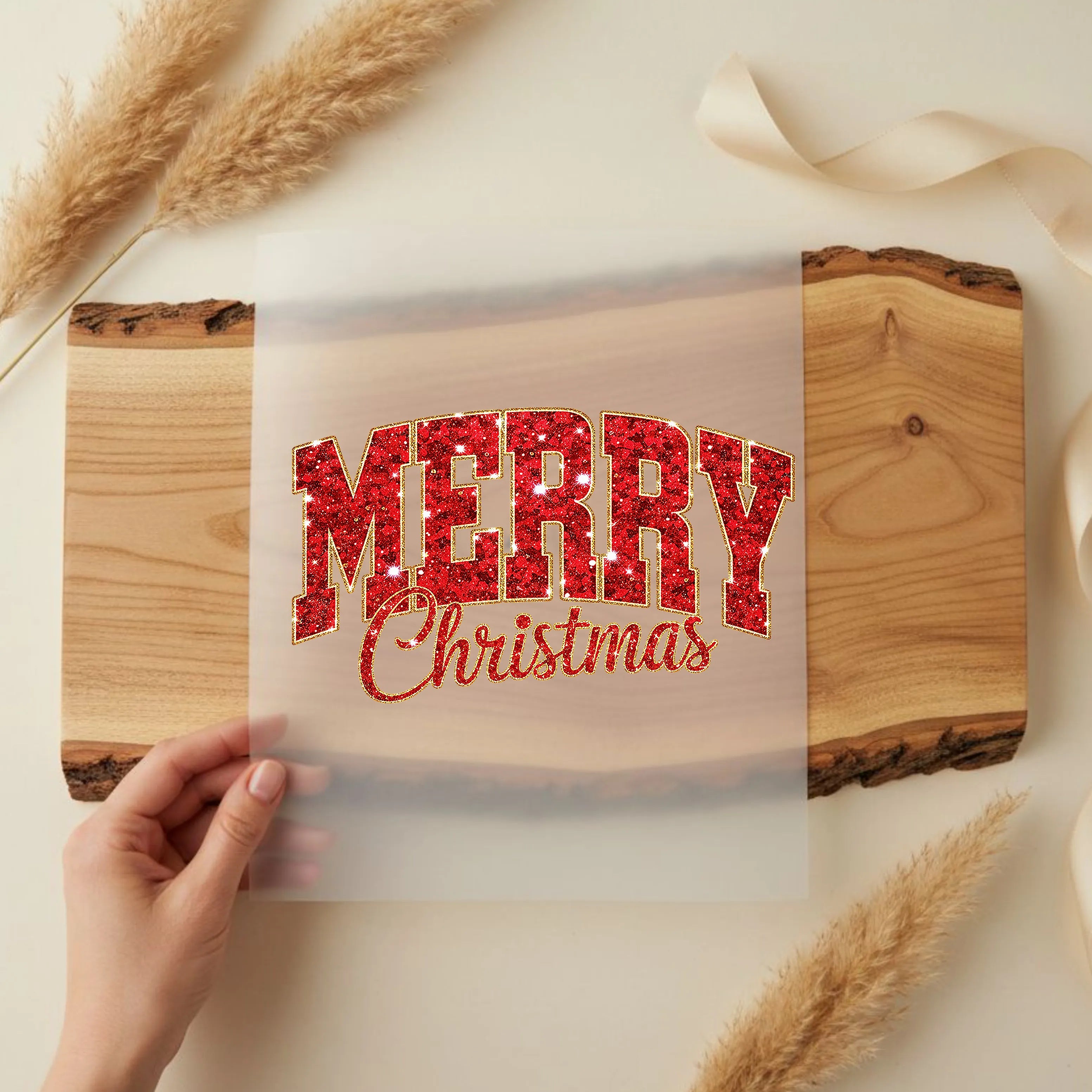 Bügelbild Glitzer Merry Christmas