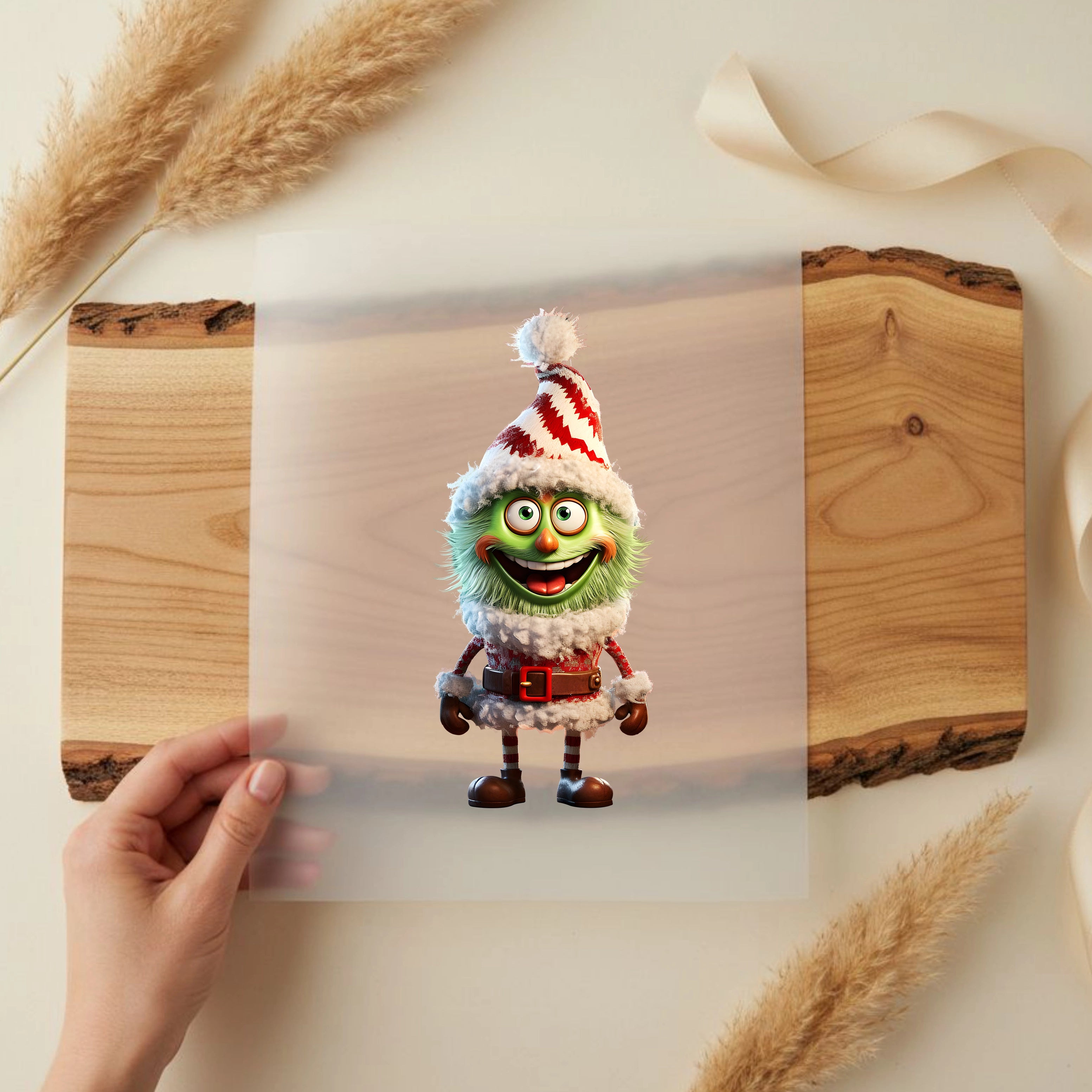 Bügelbild Grünes Weihnachts Monster