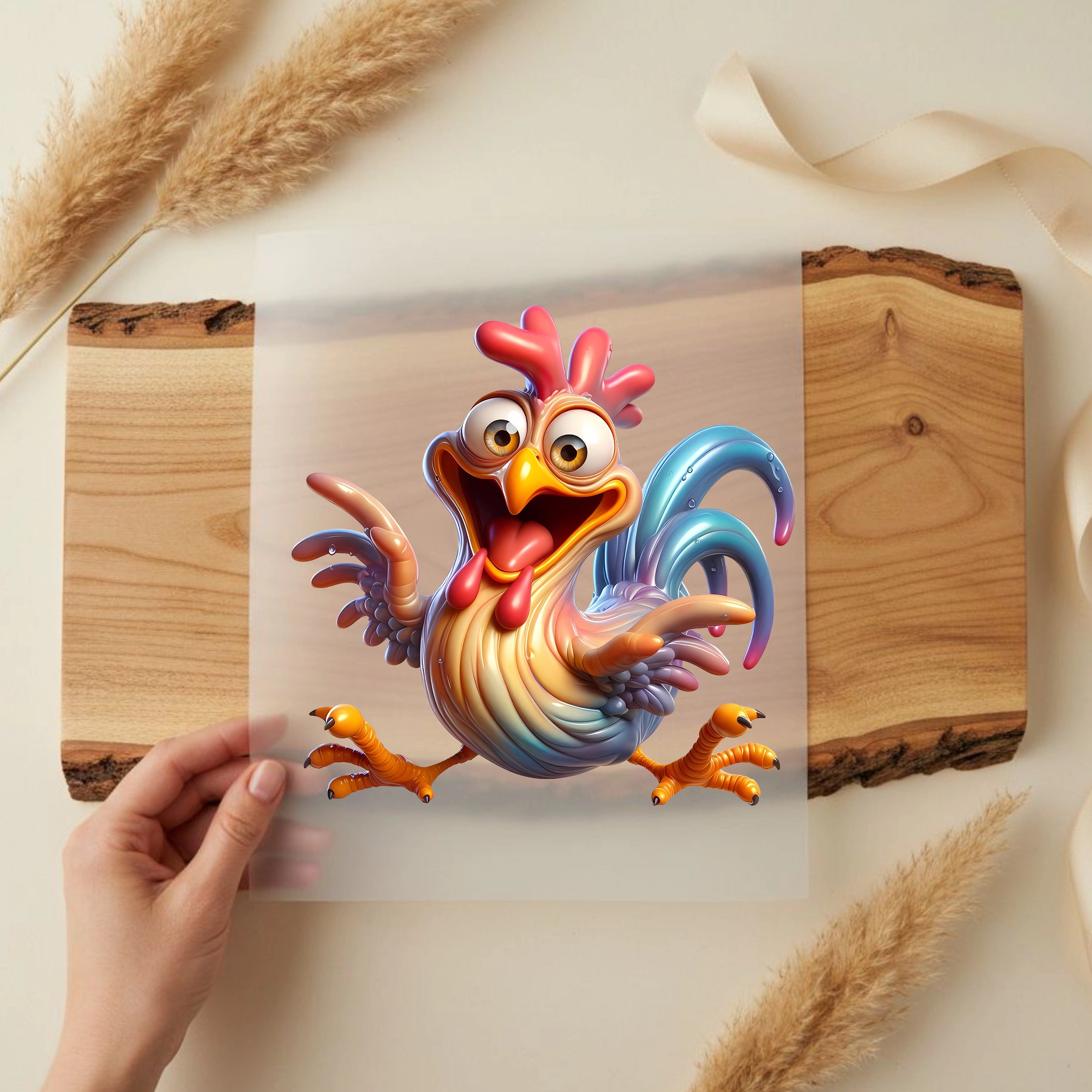 Bügelbild Hahn Spaßvogel