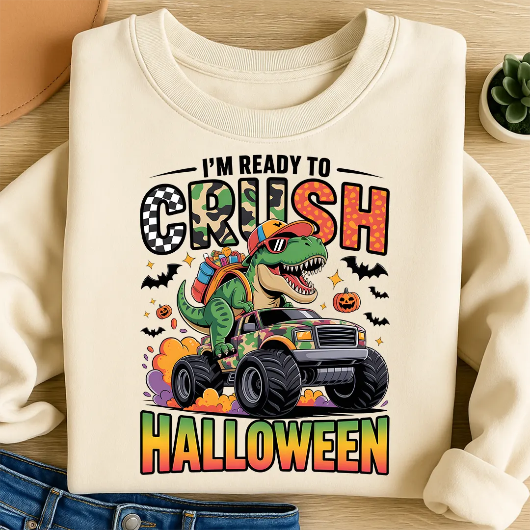 Bügelbild Halloween Dino Monster Truck
