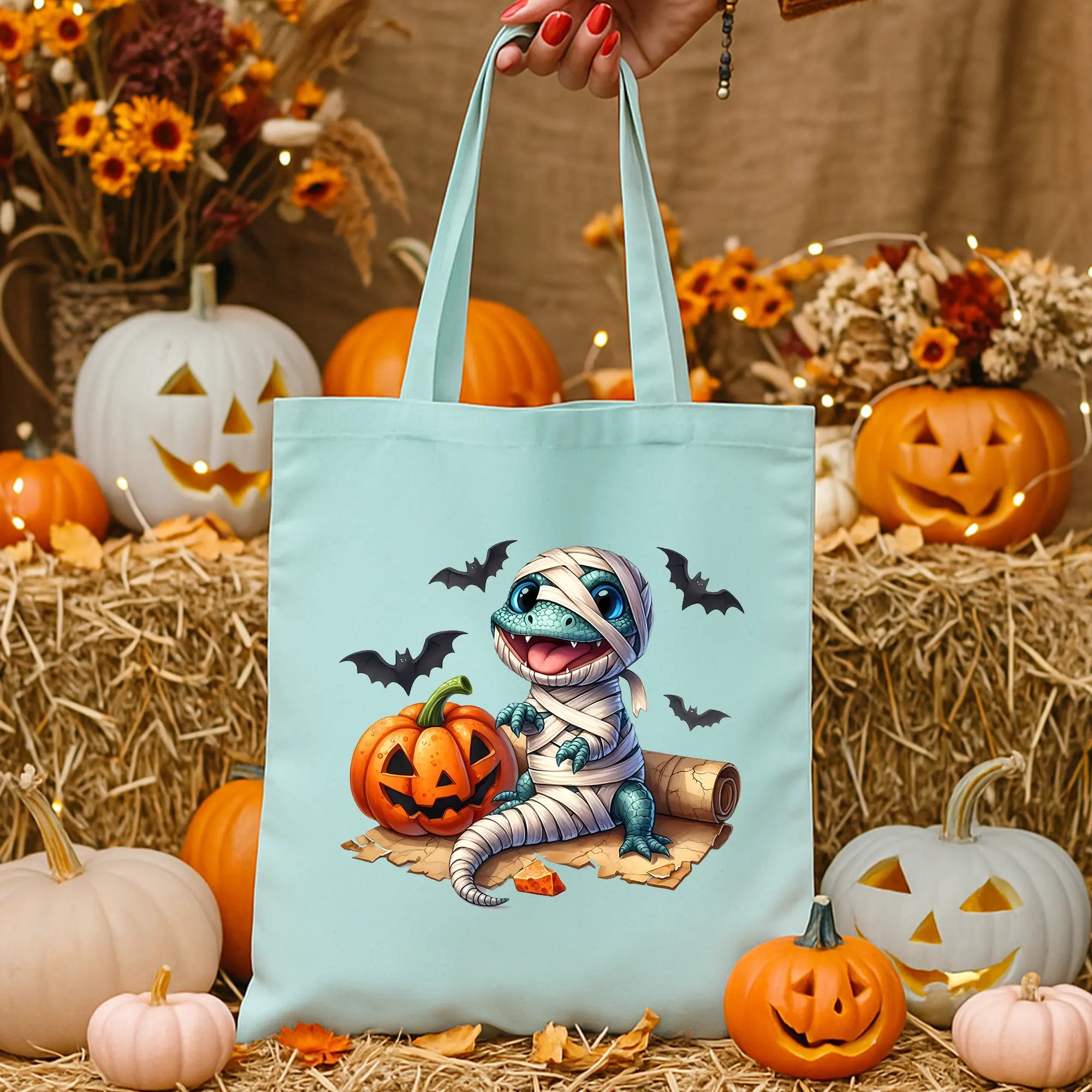 Bügelbild Halloween Dino Mumie