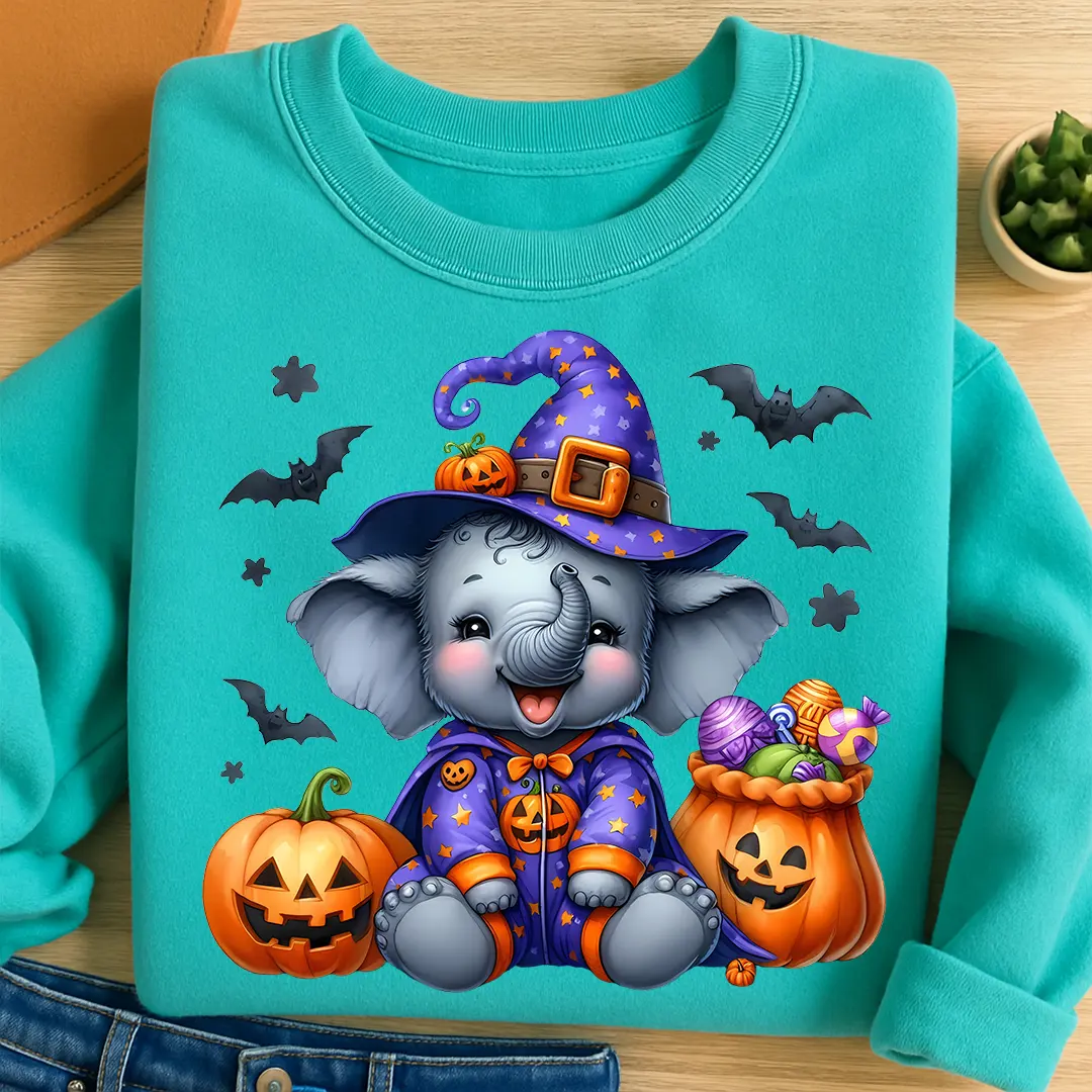 Bügelbild Halloween Elefant Trompi