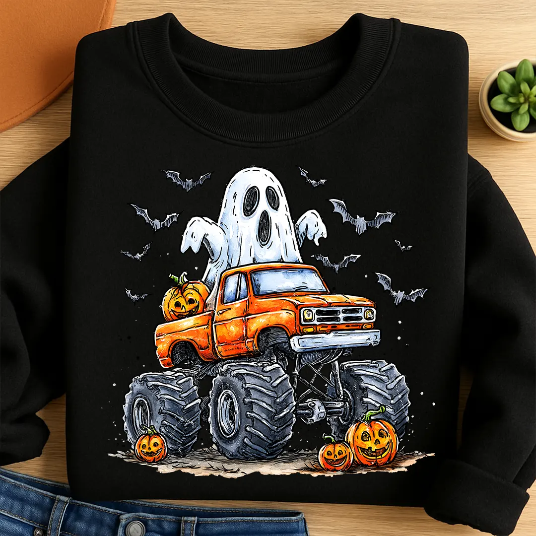 Bügelbild Halloween Geister Monster Truck