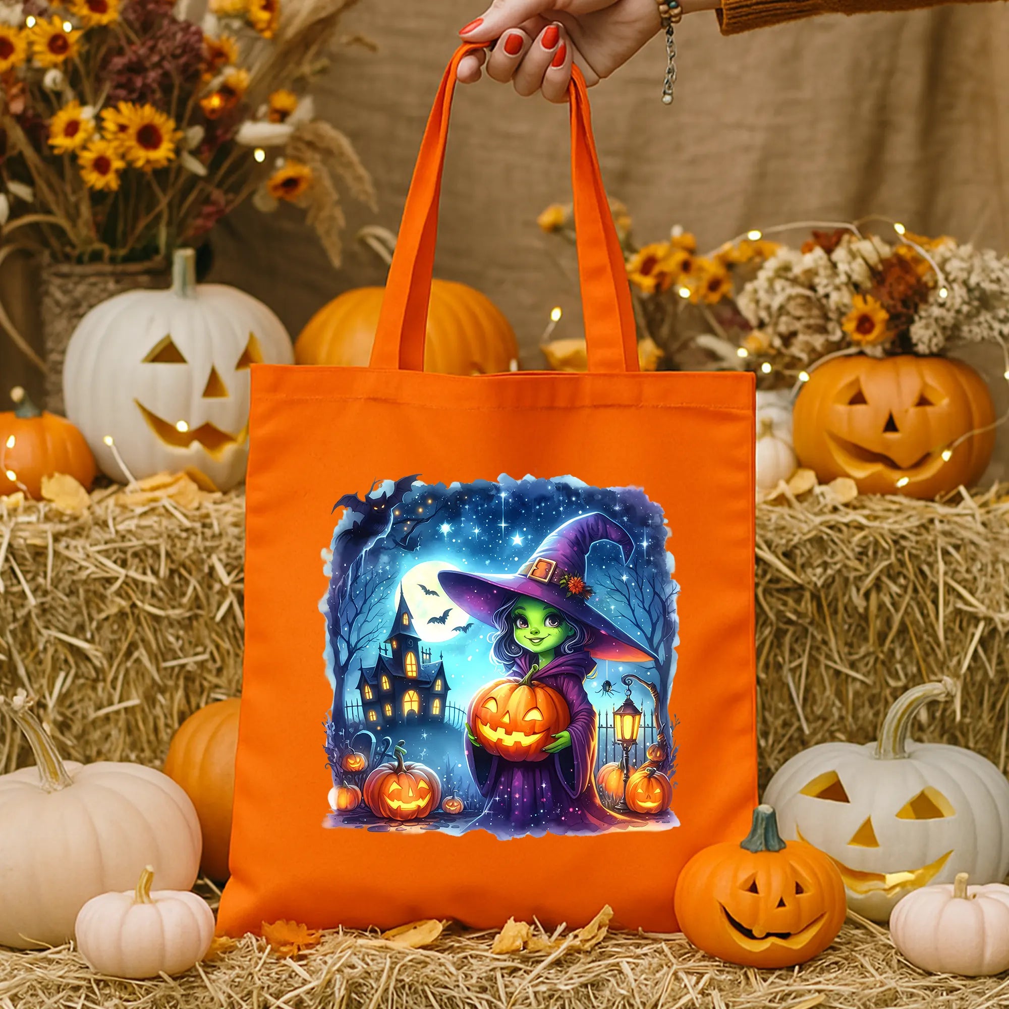 Bügelbild Halloween Hexe Spukhaus