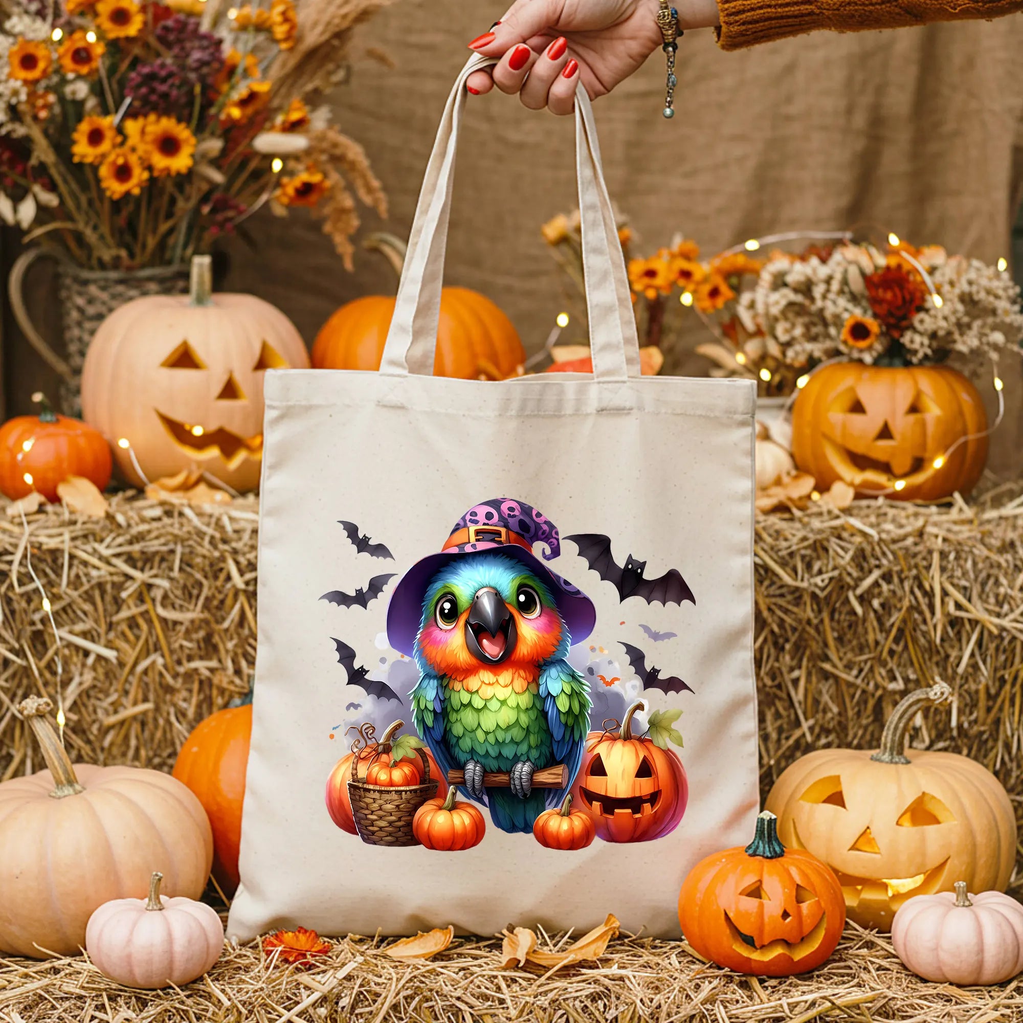 Bügelbild Halloween Papagei Bunti