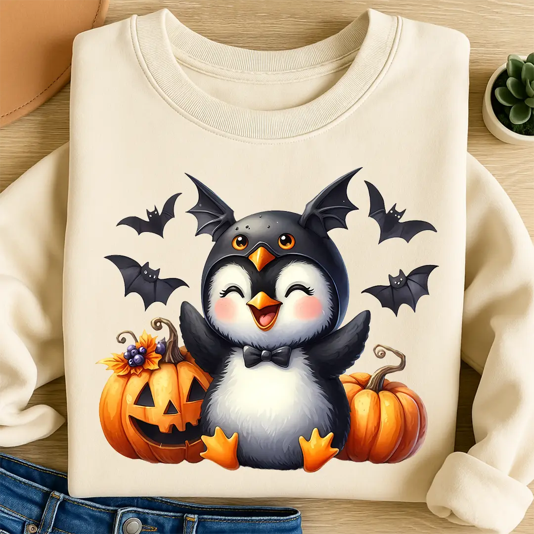 Bügelbild Halloween Pinguin Batty