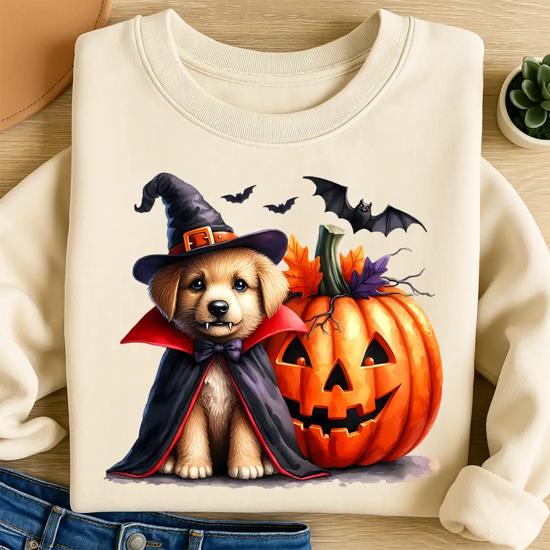 Bügelbild Halloween Vampir kleiner Hund