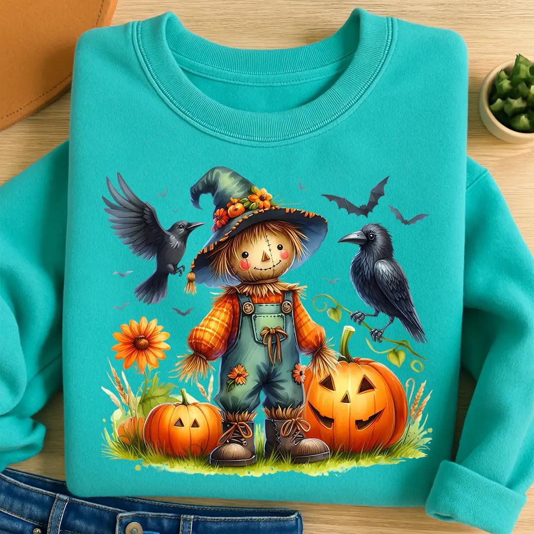 Bügelbild Halloween Vogelscheuche Strohli