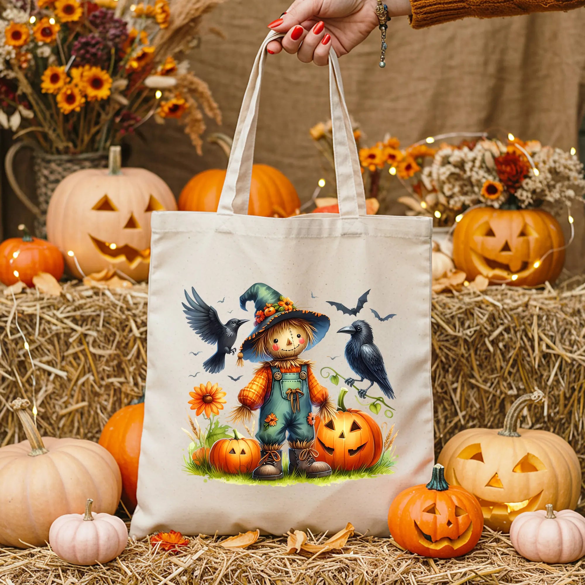 Bügelbild Halloween Vogelscheuche Strohli