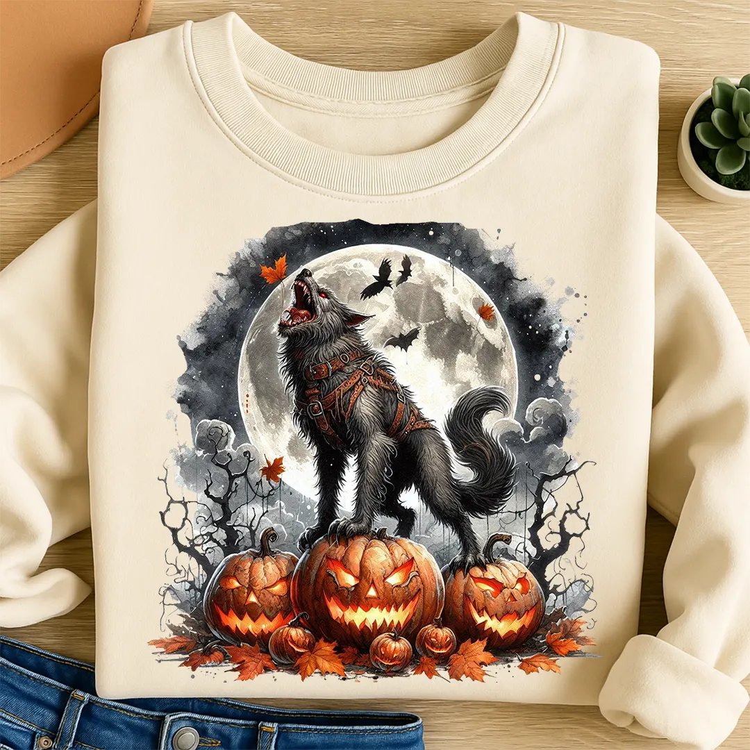 Bügelbild Halloween Werwolf Mondschatten
