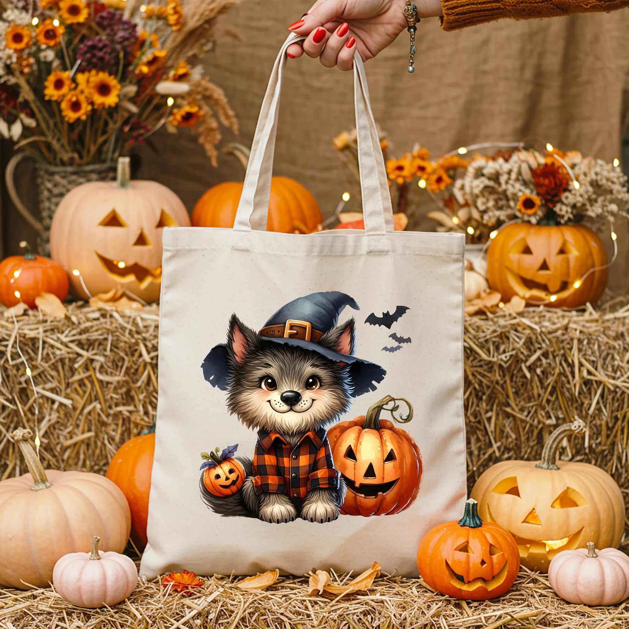 Bügelbild Halloween Wolf im Zauberlook