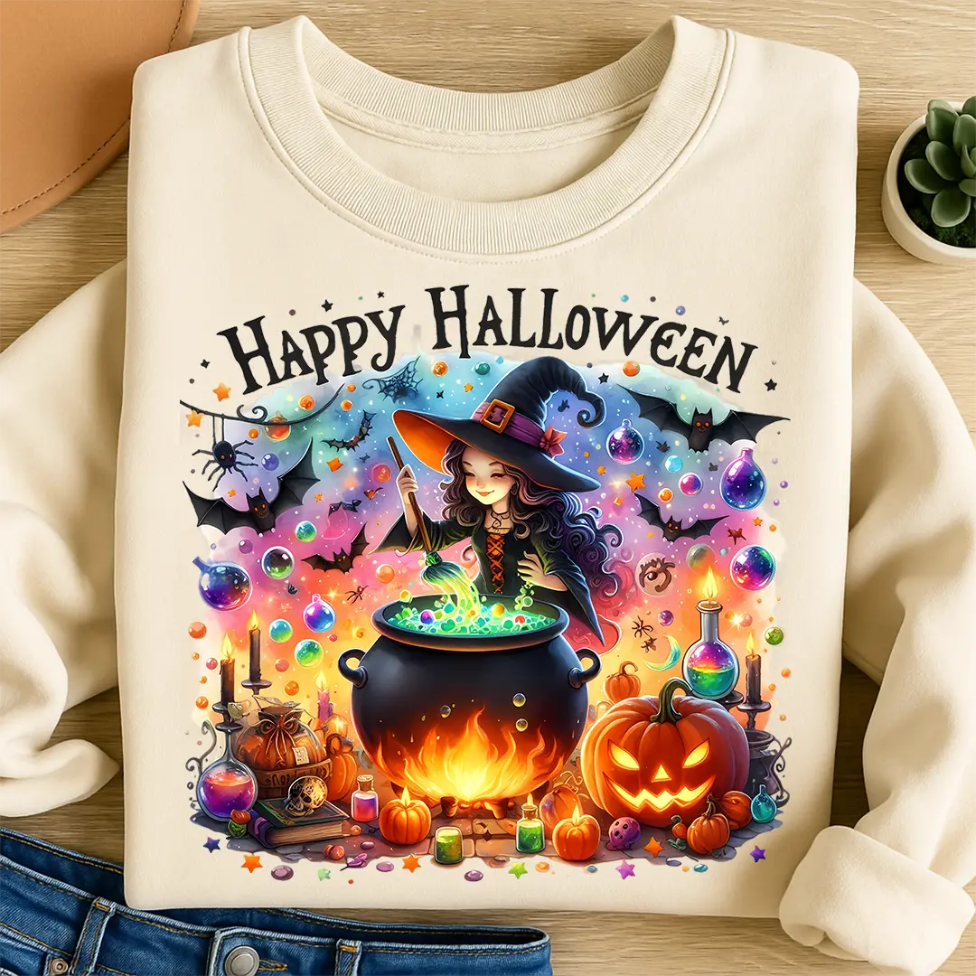 Bügelbild Happy Halloween Hexennacht