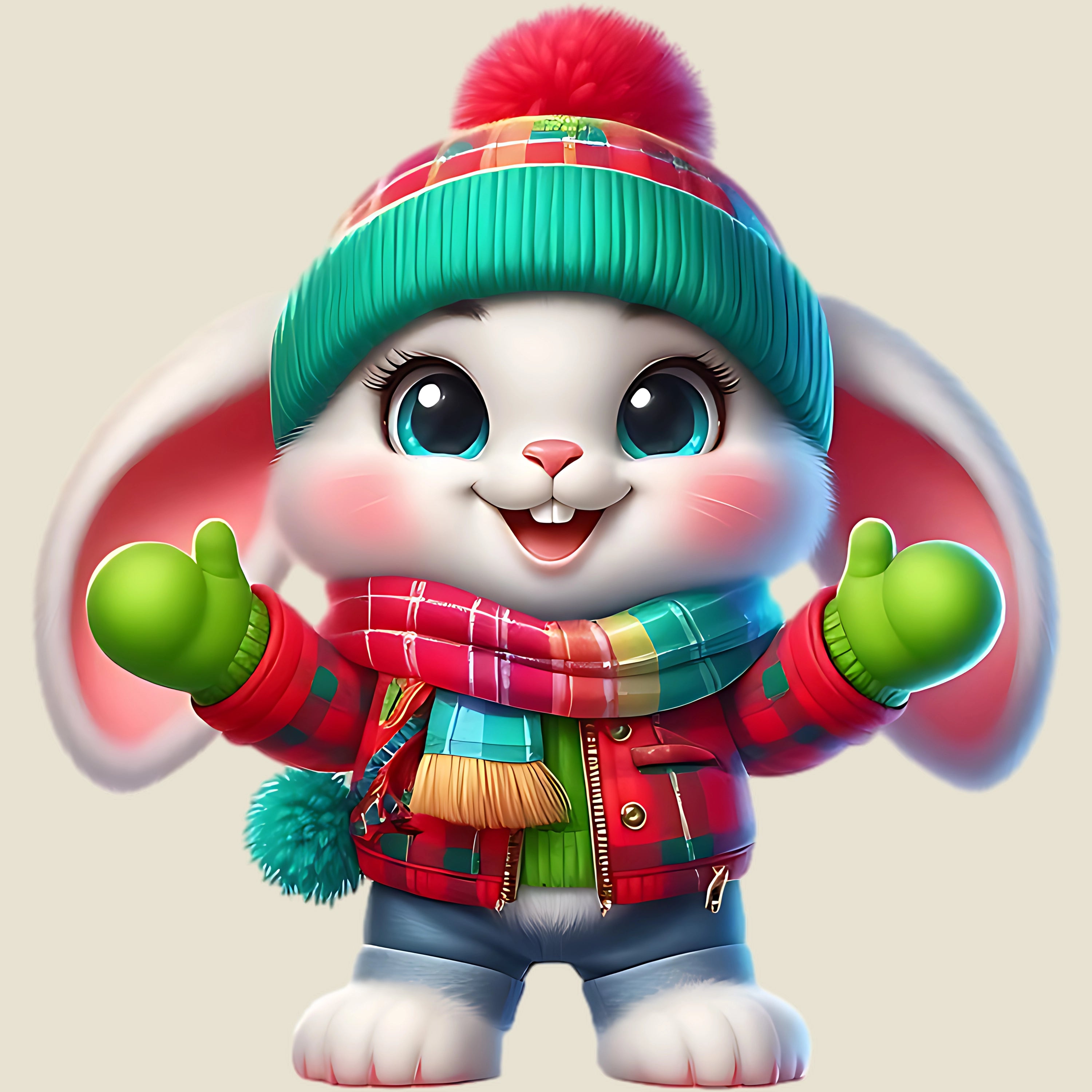 Bügelbild Hase Winterspaß