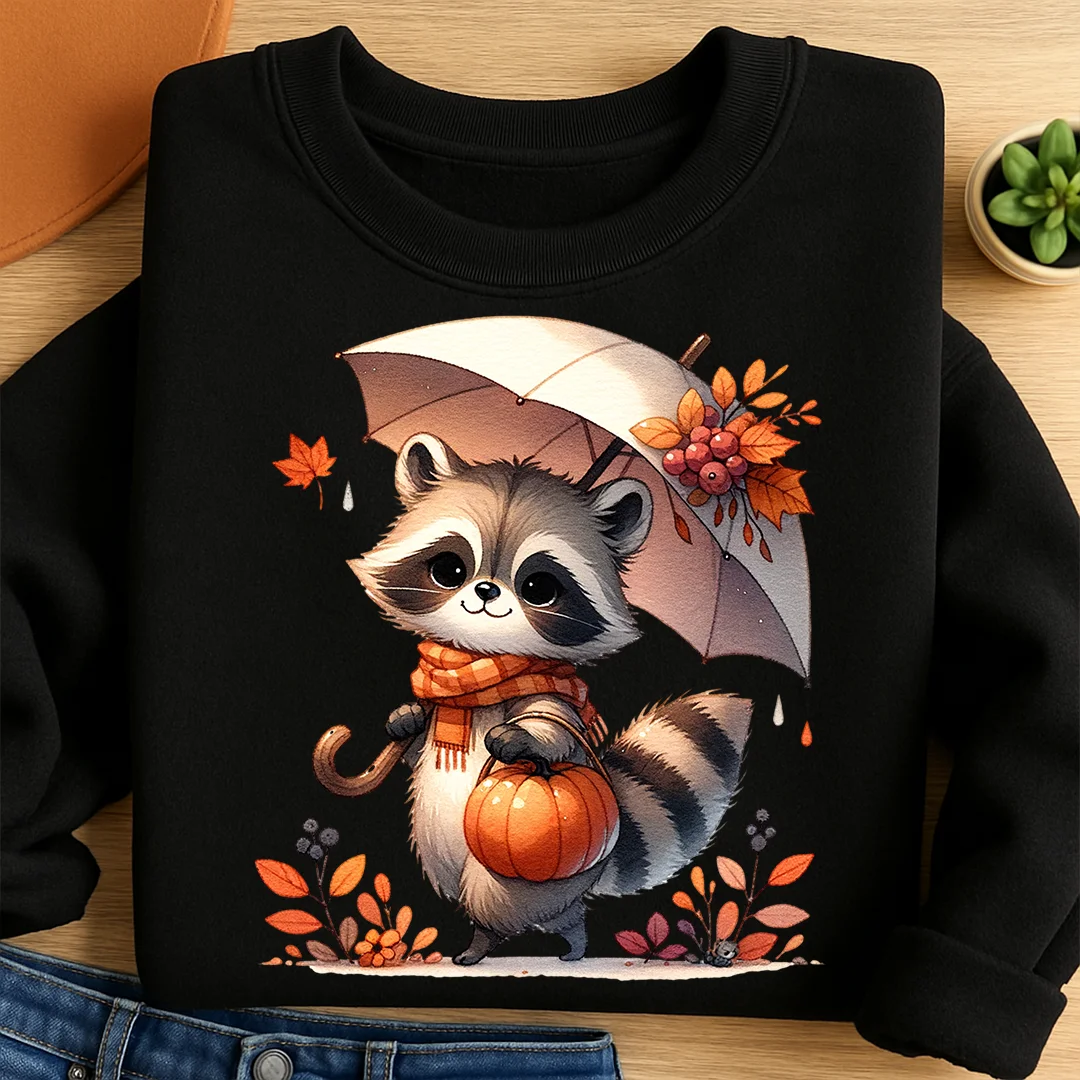 Bügelbild Herbstpfötchen Waschbär