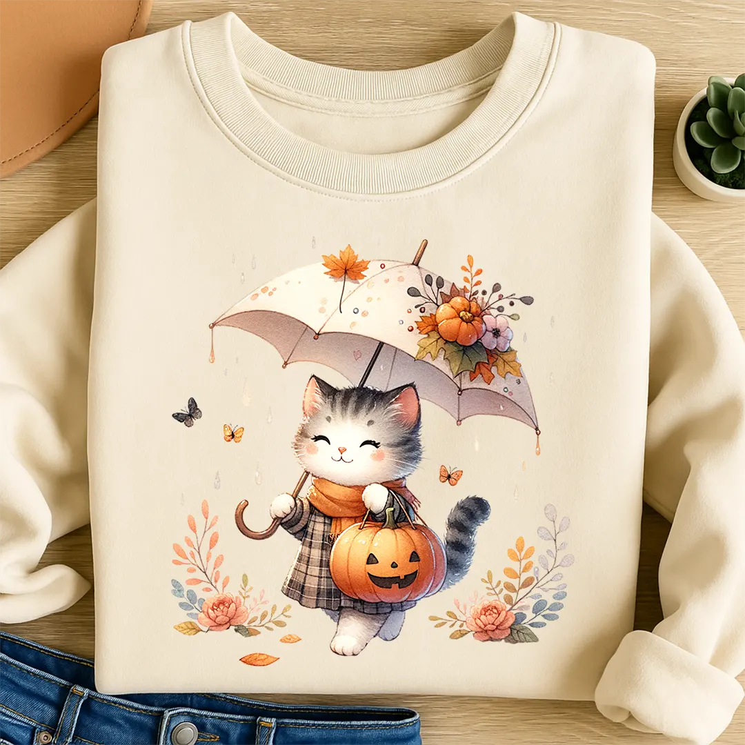 Bügelbild Herbst Samtpfote Katze