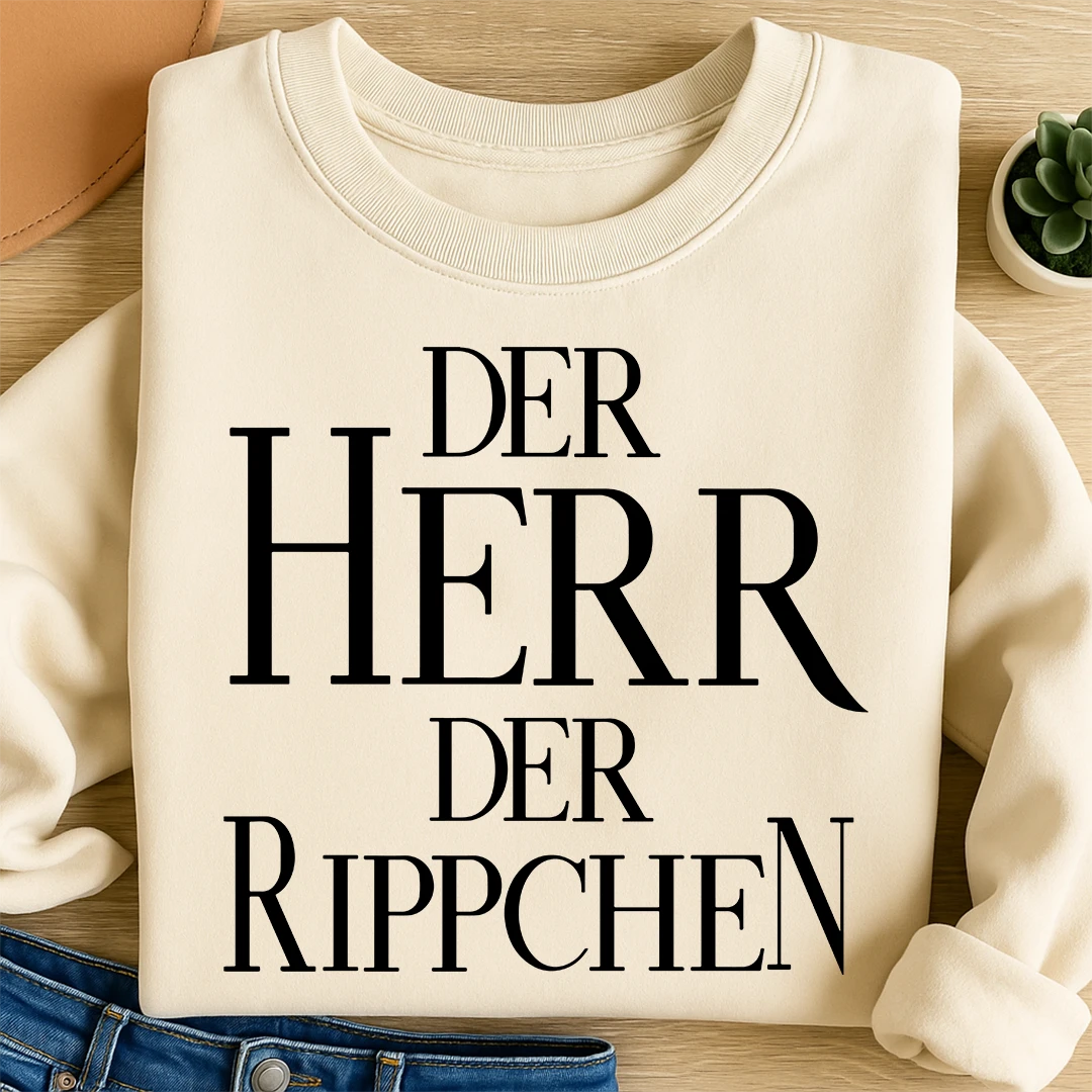 Bügelbild Schriftzug Herr der Rippchen